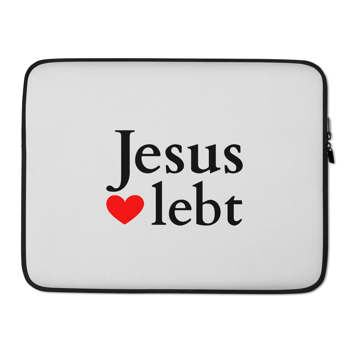 Jesus lebt Laptop-Tasche Hellgrau DE faith design by The Light of Life