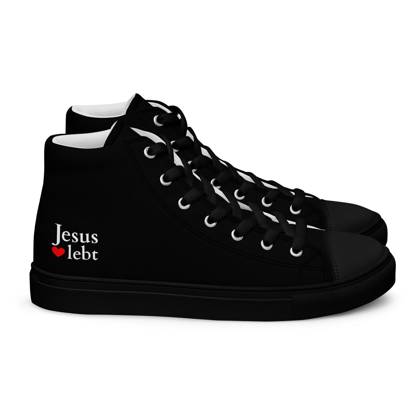 Jesus lebt - High-Top Leinenschuhe für Herren - schwarz total DE faith design by The Light of Life