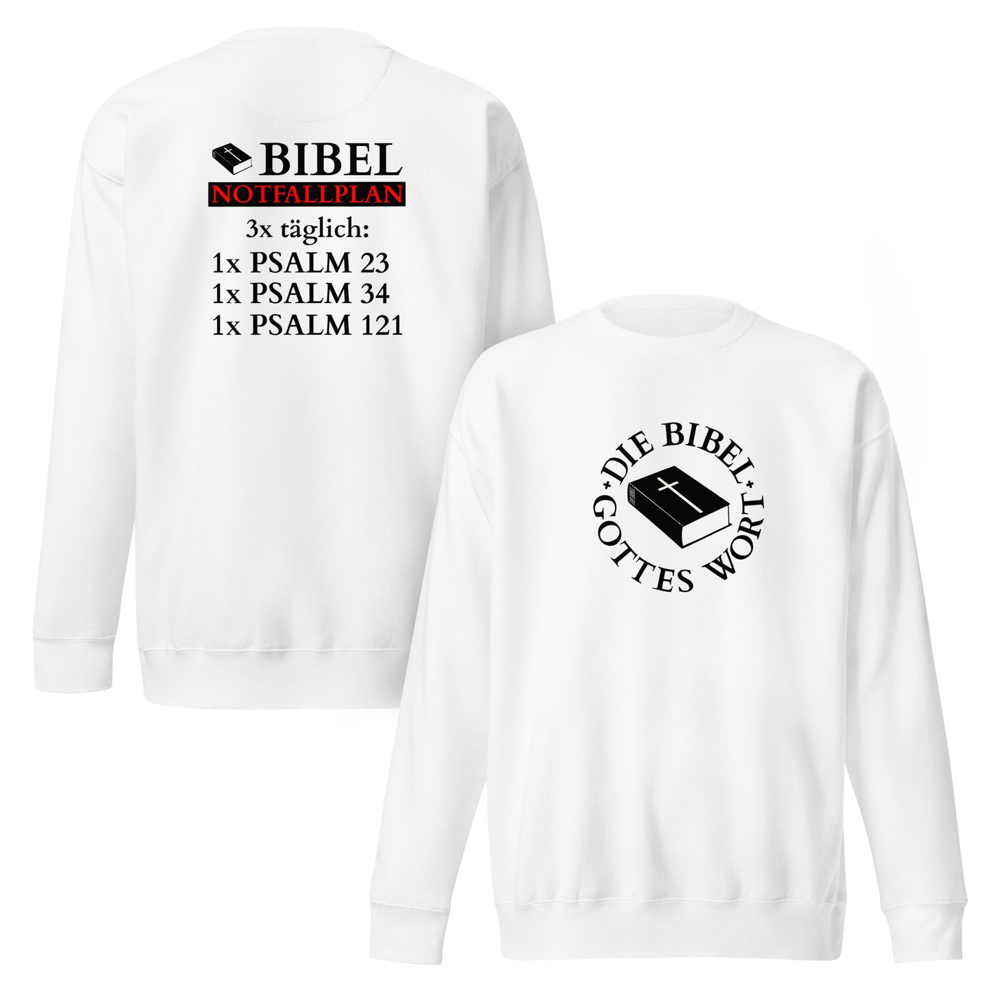 Die Bibel Notfallplan - Unisex-Premium-Pullover - helles Design DE ${variant-option} faith design by The Light of Life