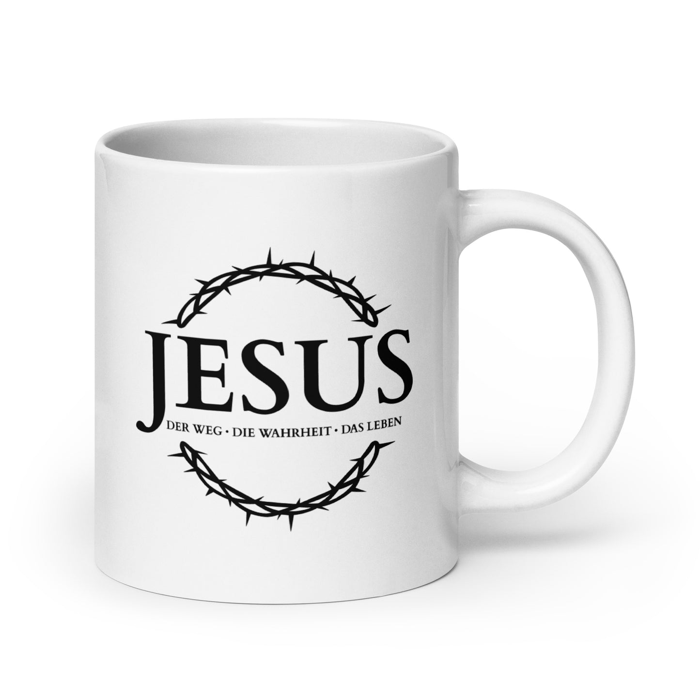 JESUS, Der Weg, Die Wahrheit, Das Leben - Weiße, glänzende Tasse DE faith design by The Light of Life