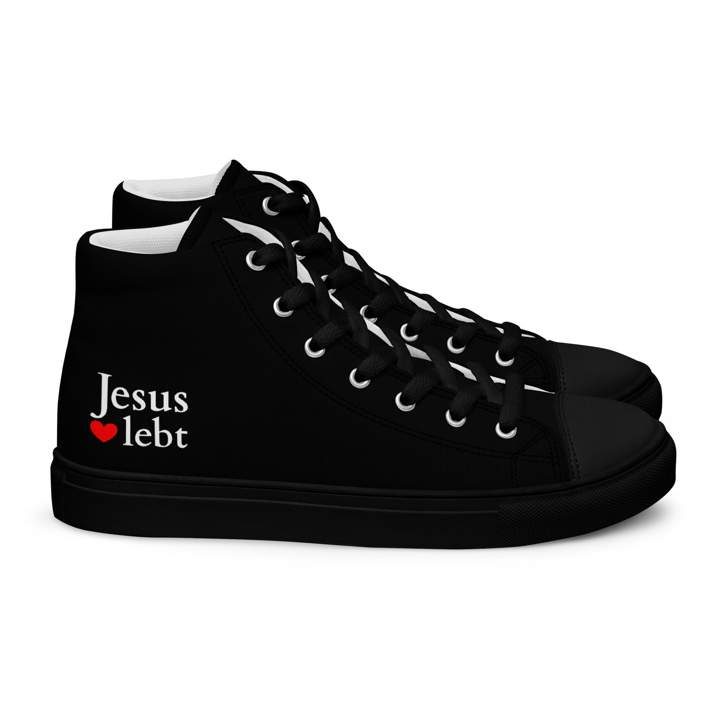 Jesus lebt - High-Top Leinenschuhe für Damen - total schwarz DE faith design by The Light of Life