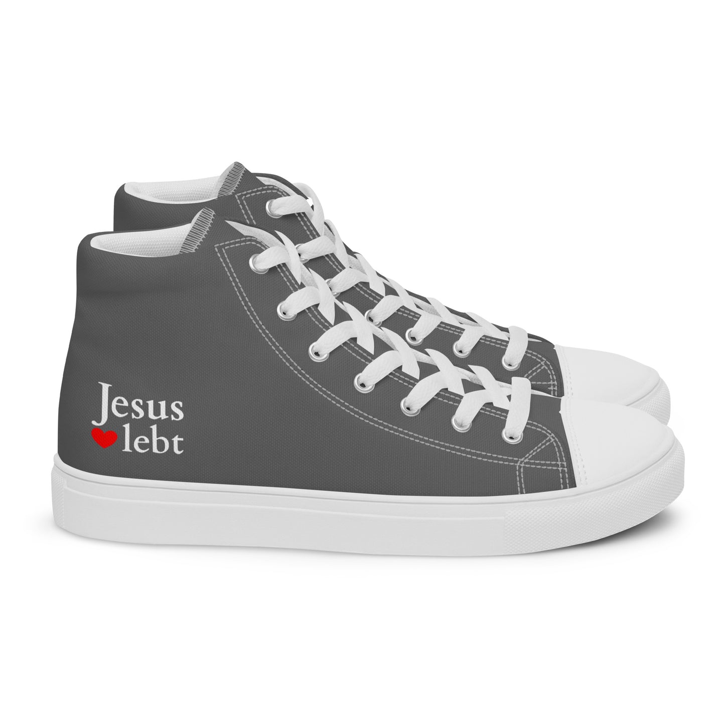 Jesus lebt - High-Top Leinenschuhe für Damen - Weiß/Grau DE faith design by The Light of Life