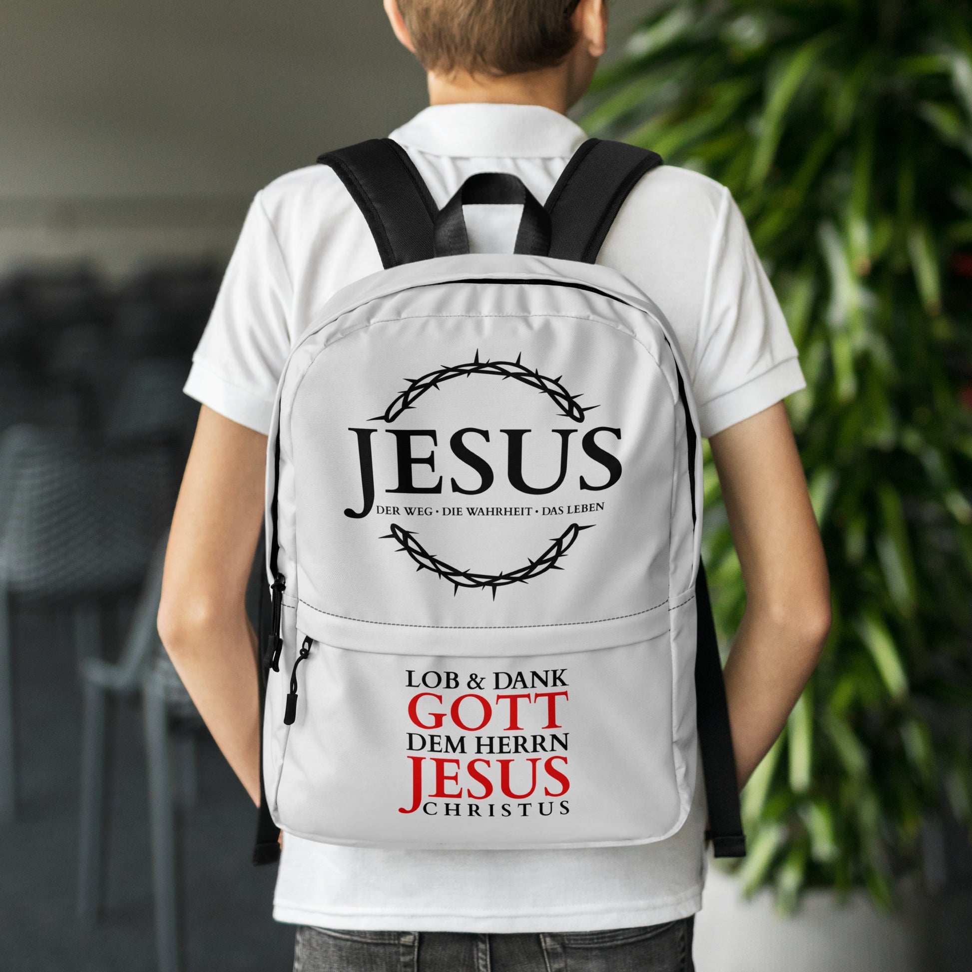 JESUS Rucksack Hellgrau DE faith design by The Light of Life
