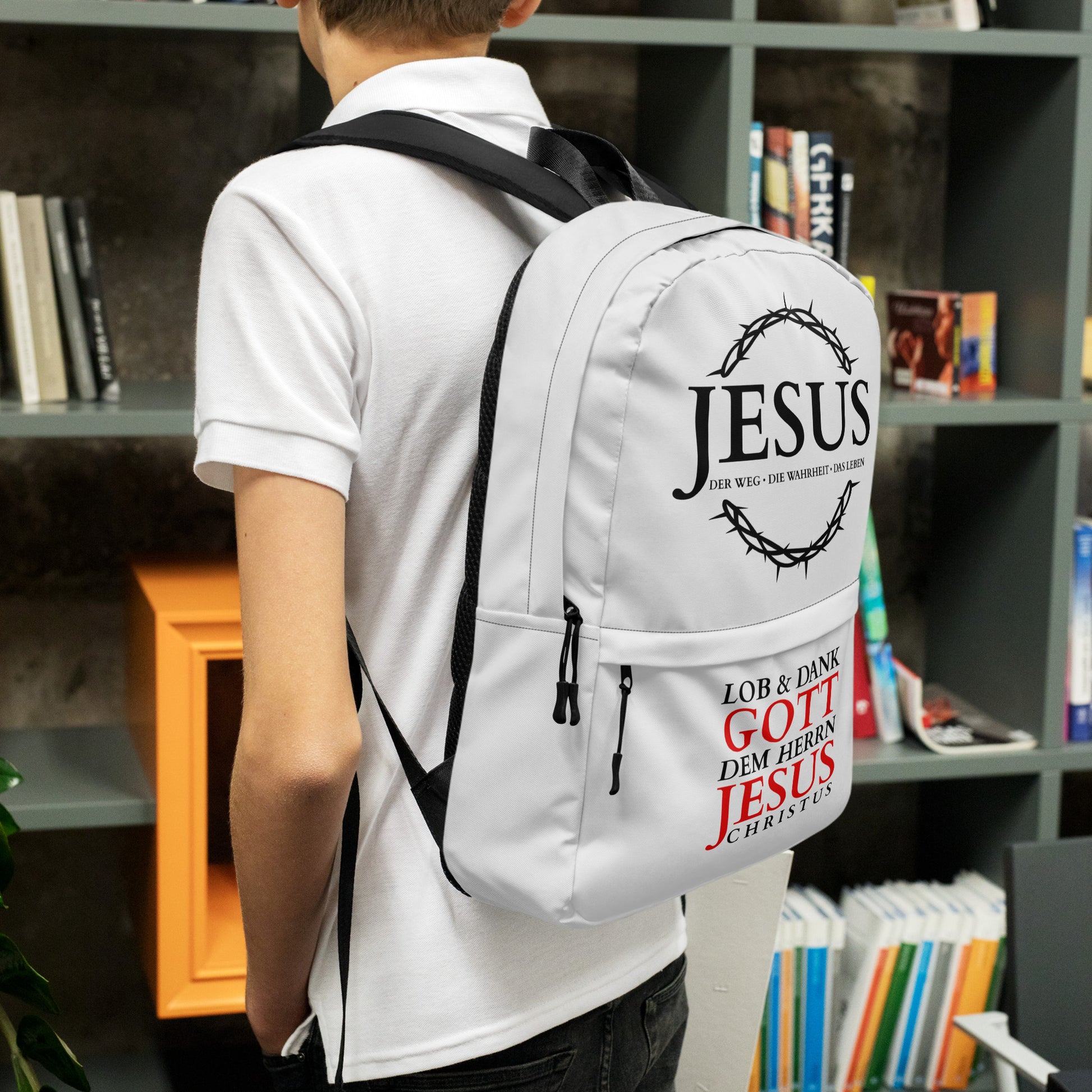 JESUS Rucksack Hellgrau DE faith design by The Light of Life