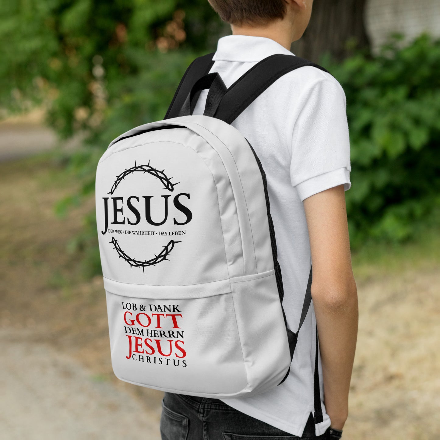 JESUS Rucksack Hellgrau DE faith design by The Light of Life