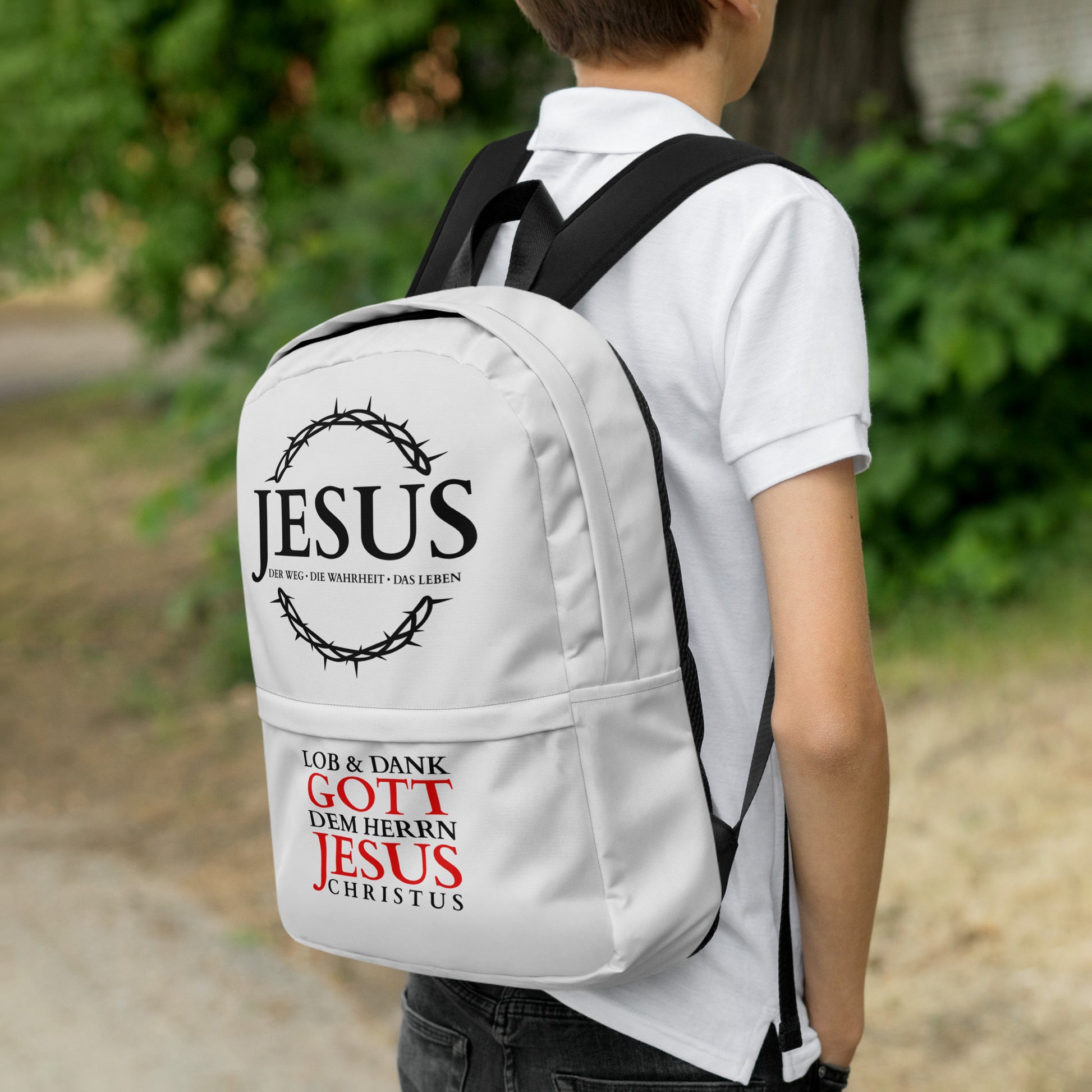 JESUS Rucksack Hellgrau DE faith design by The Light of Life