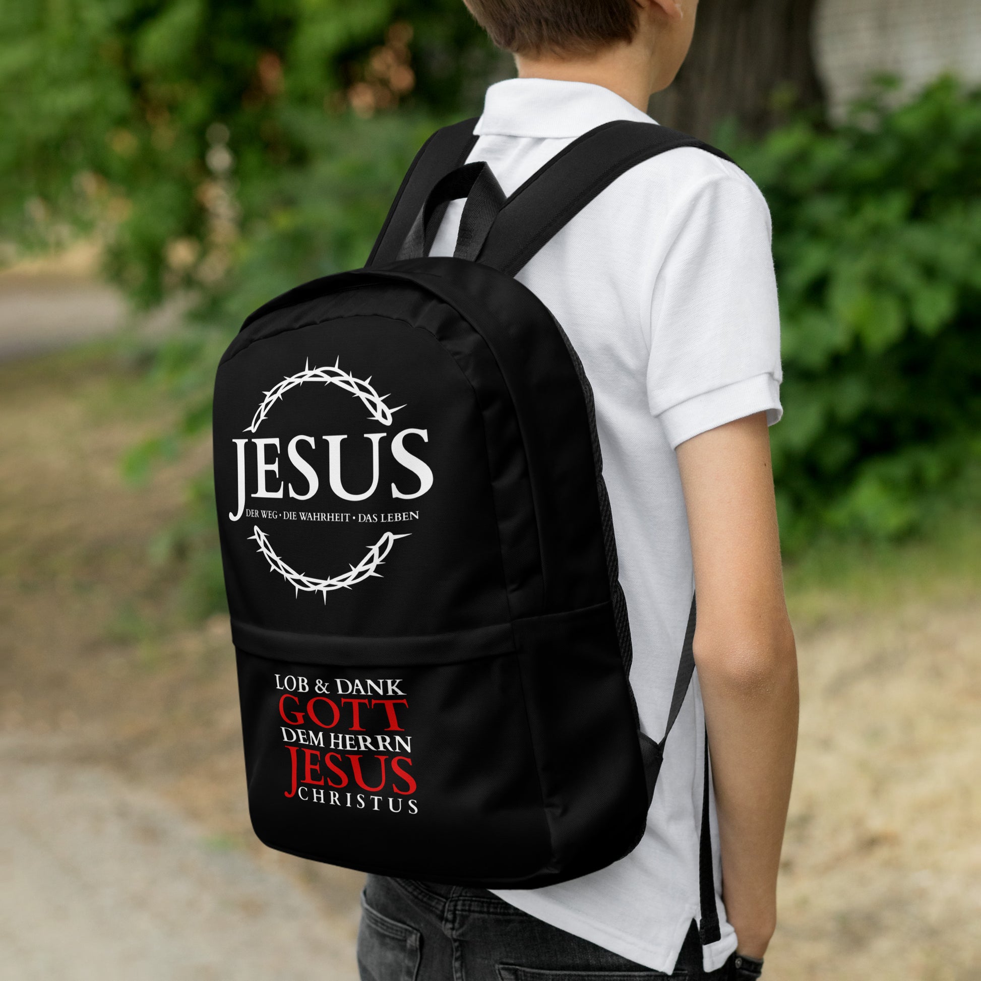 JESUS Rucksack schwarz DE faith design by The Light of Life