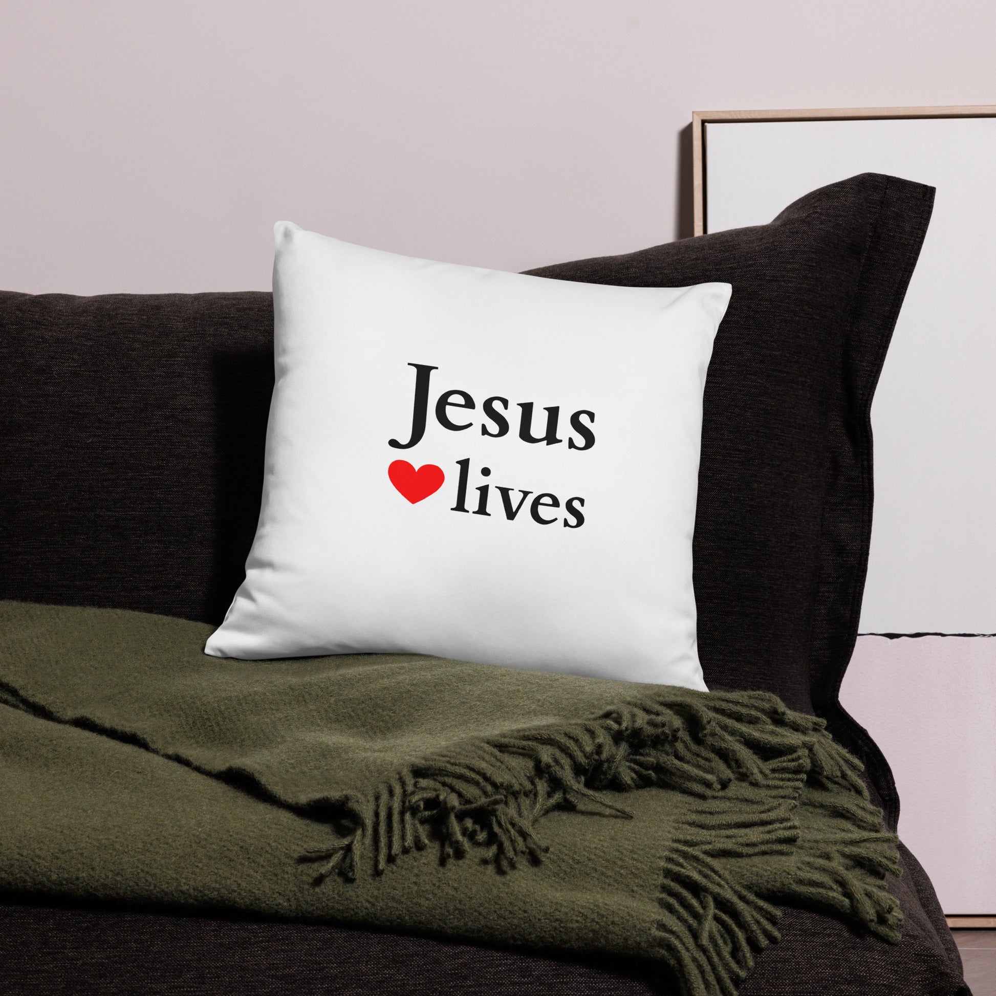 Jesus lives - Basic Pillow - Bright Design EN faith design by The Light of Life