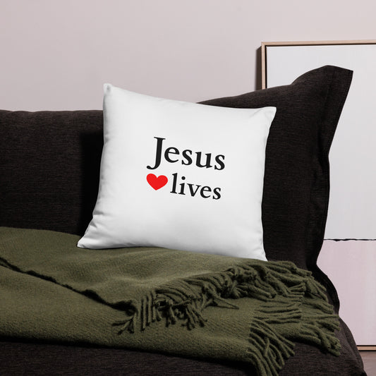 Jesus lives - Basic Pillow - Bright Design EN faith design by The Light of Life