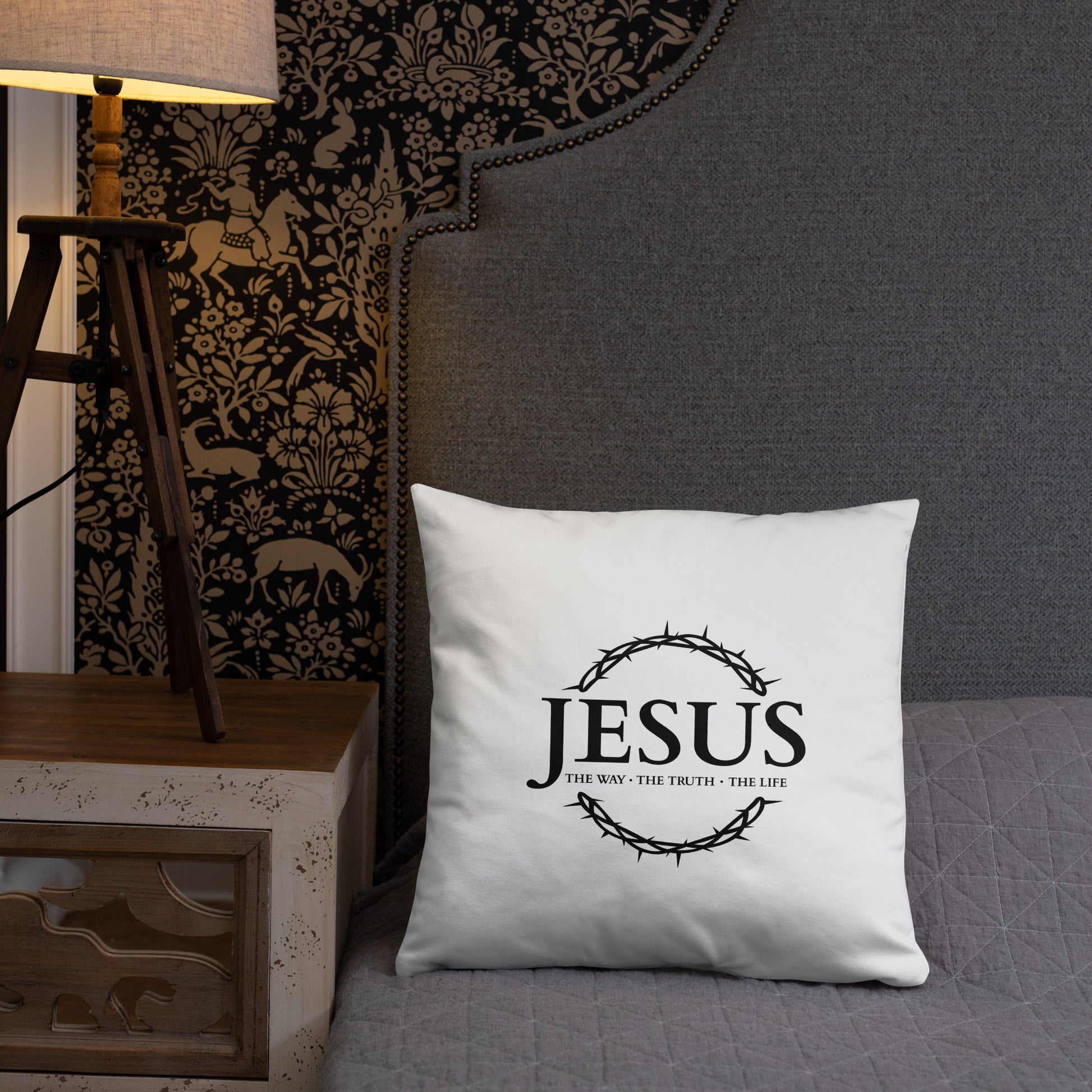 JESUS the Way, the Truth, the Life - Basic Pillow - Bright Design EN faith design by The Light of Life