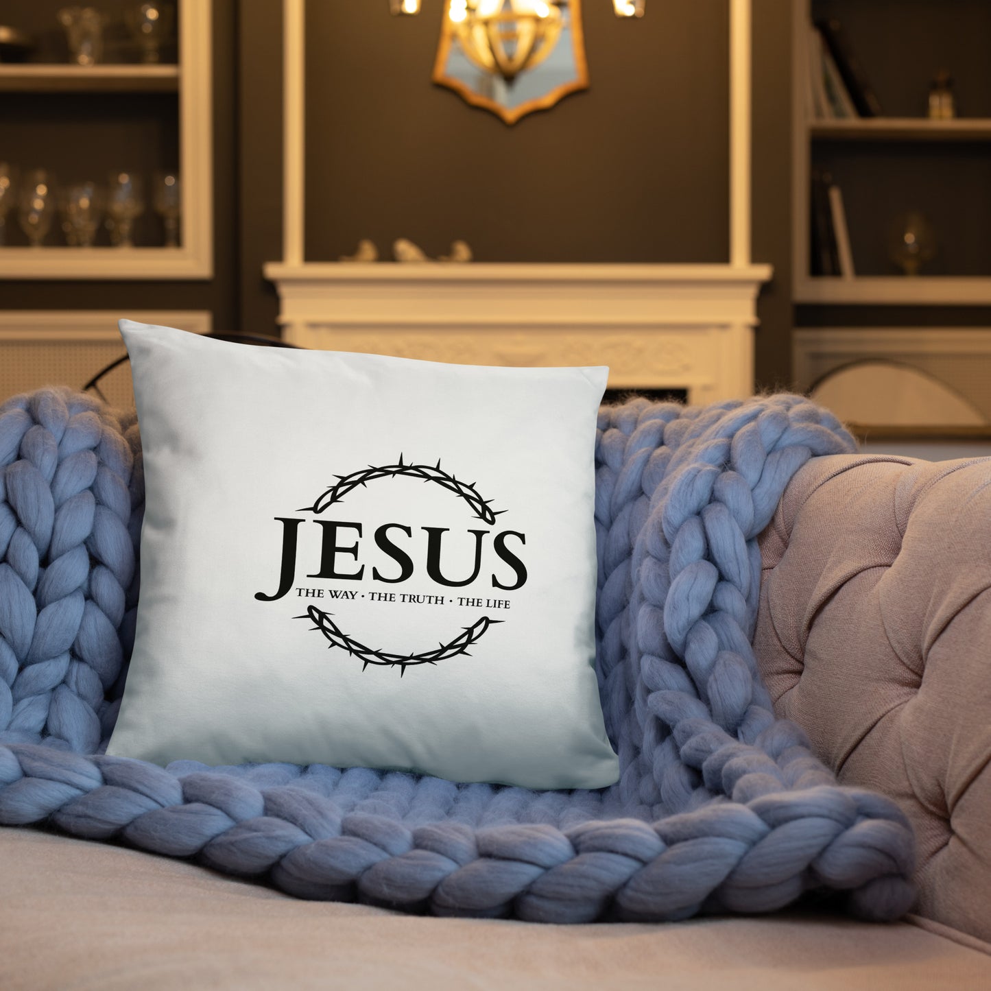 JESUS the Way, the Truth, the Life - Basic Pillow - Bright Design EN faith design by The Light of Life