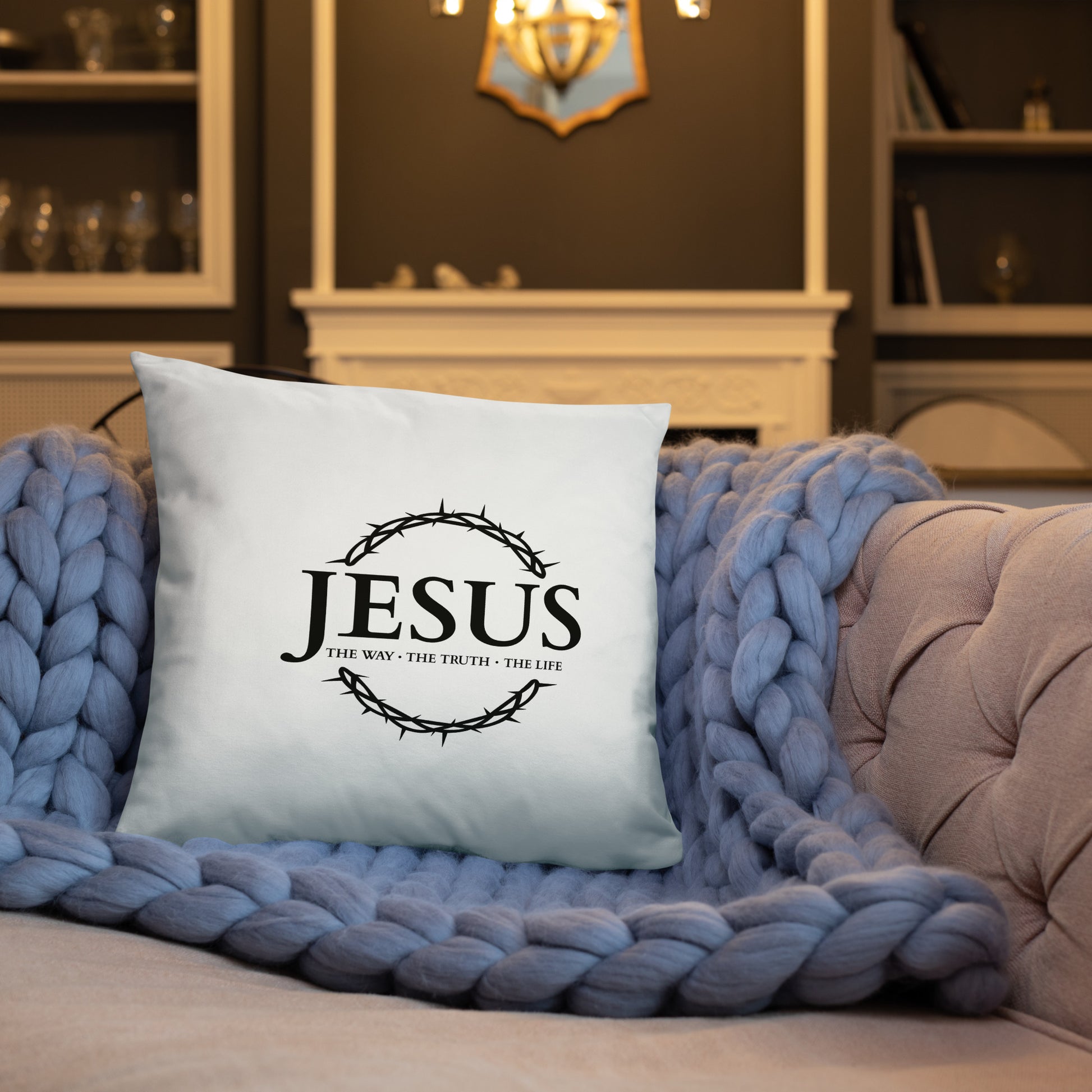 JESUS the Way, the Truth, the Life - Basic Pillow - Bright Design EN faith design by The Light of Life