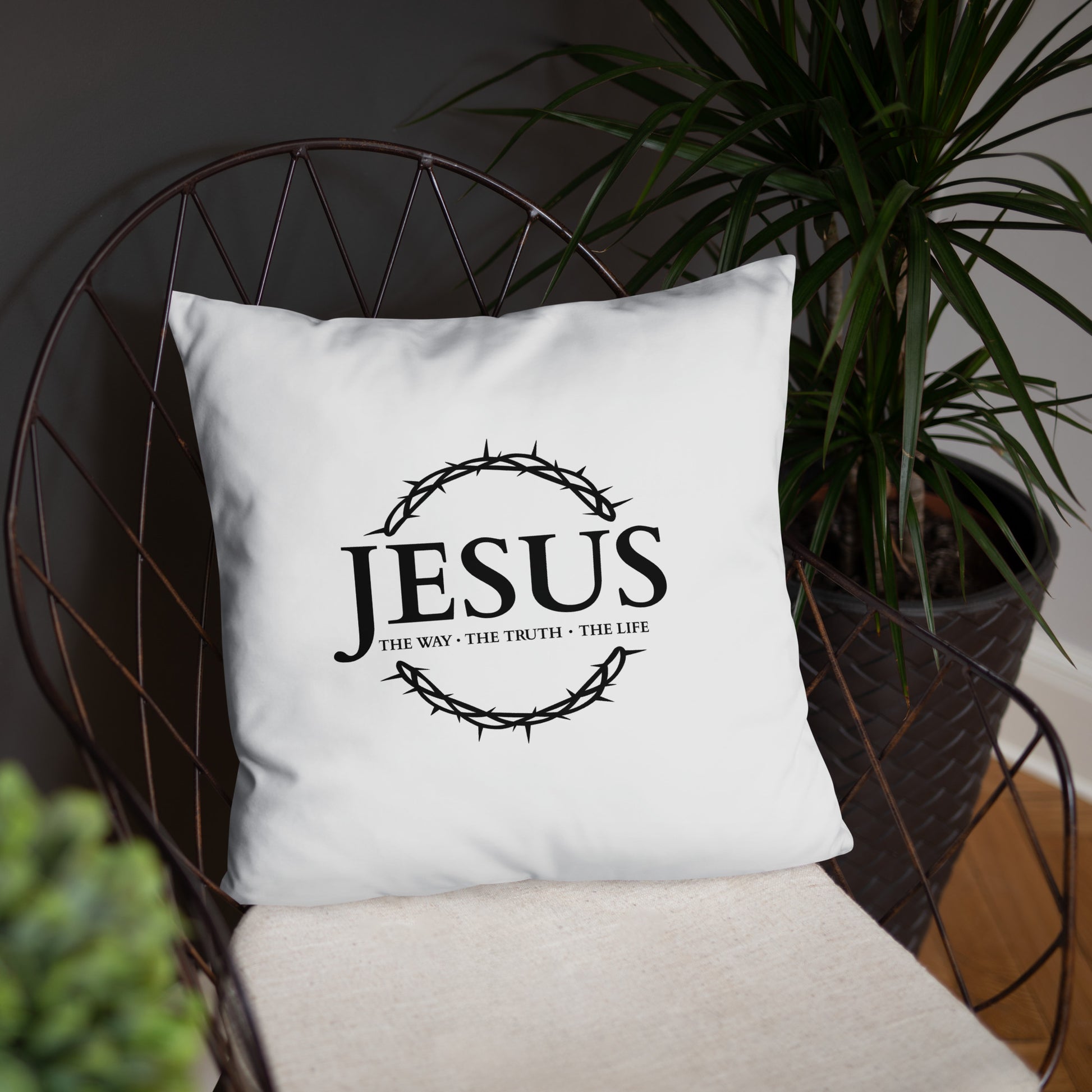 JESUS the Way, the Truth, the Life - Basic Pillow - Bright Design EN faith design by The Light of Life