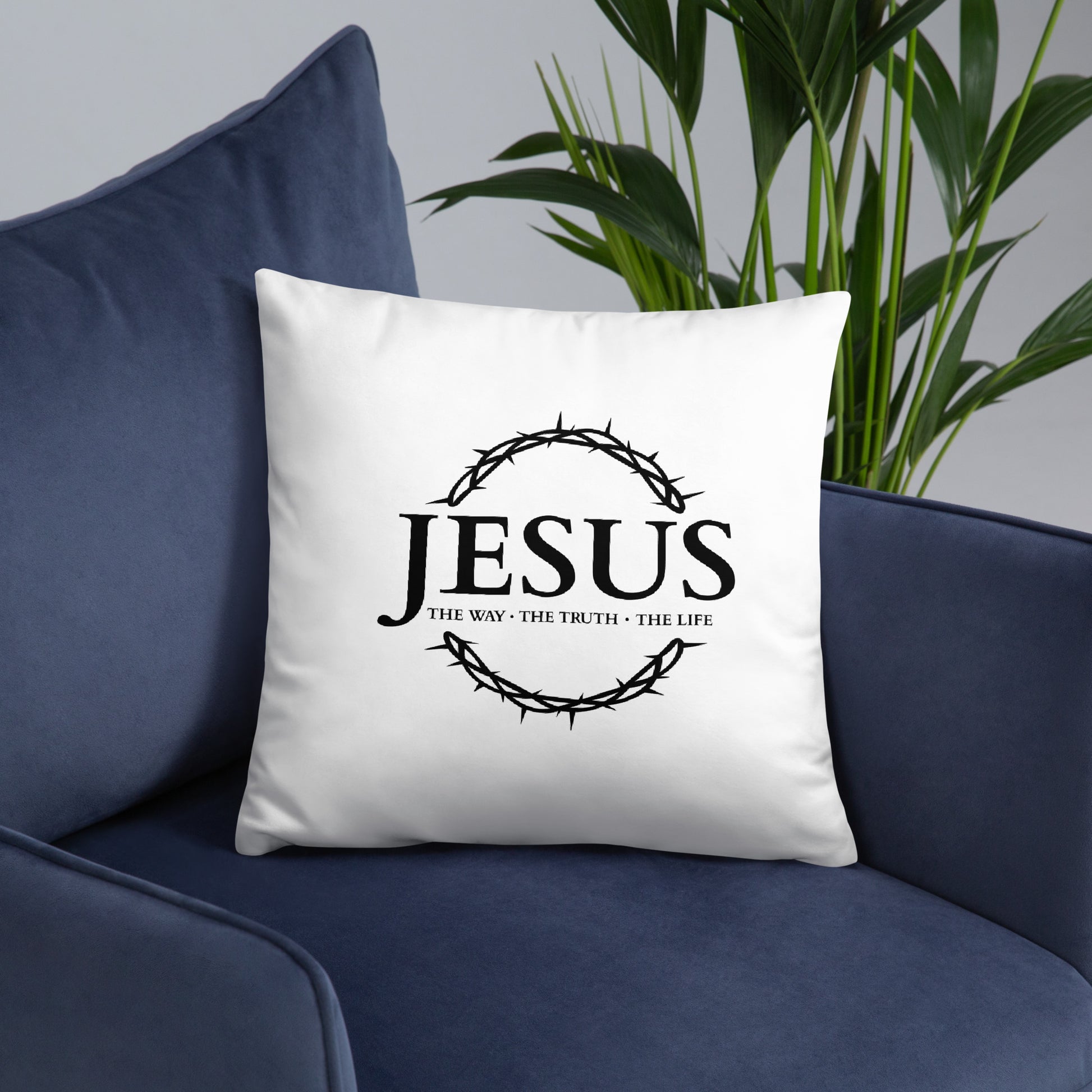 JESUS the Way, the Truth, the Life - Basic Pillow - Bright Design EN faith design by The Light of Life