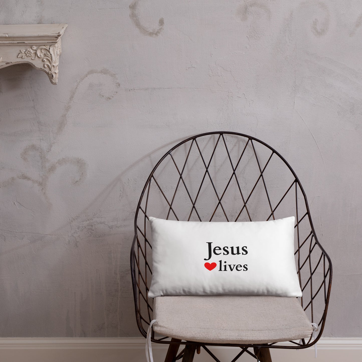 Jesus lives - Basic Pillow - Bright Design EN faith design by The Light of Life