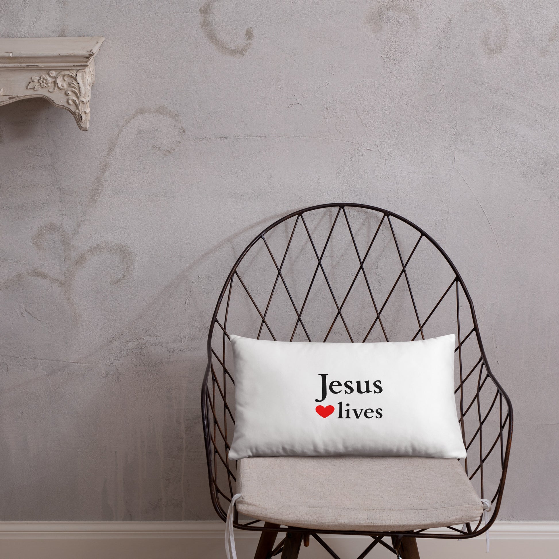 Jesus lives - Basic Pillow - Bright Design EN faith design by The Light of Life