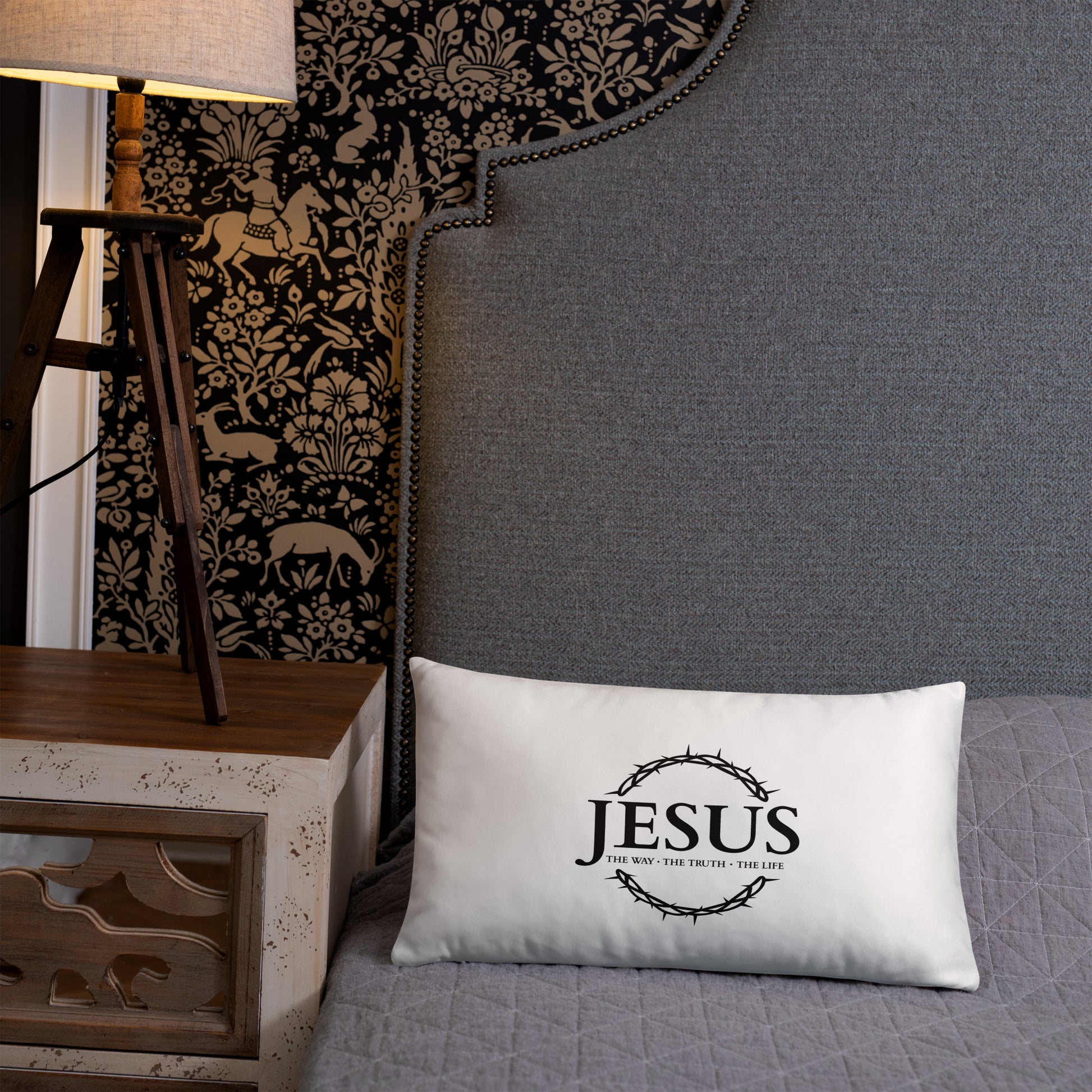 JESUS the Way, the Truth, the Life - Basic Pillow - Bright Design EN faith design by The Light of Life