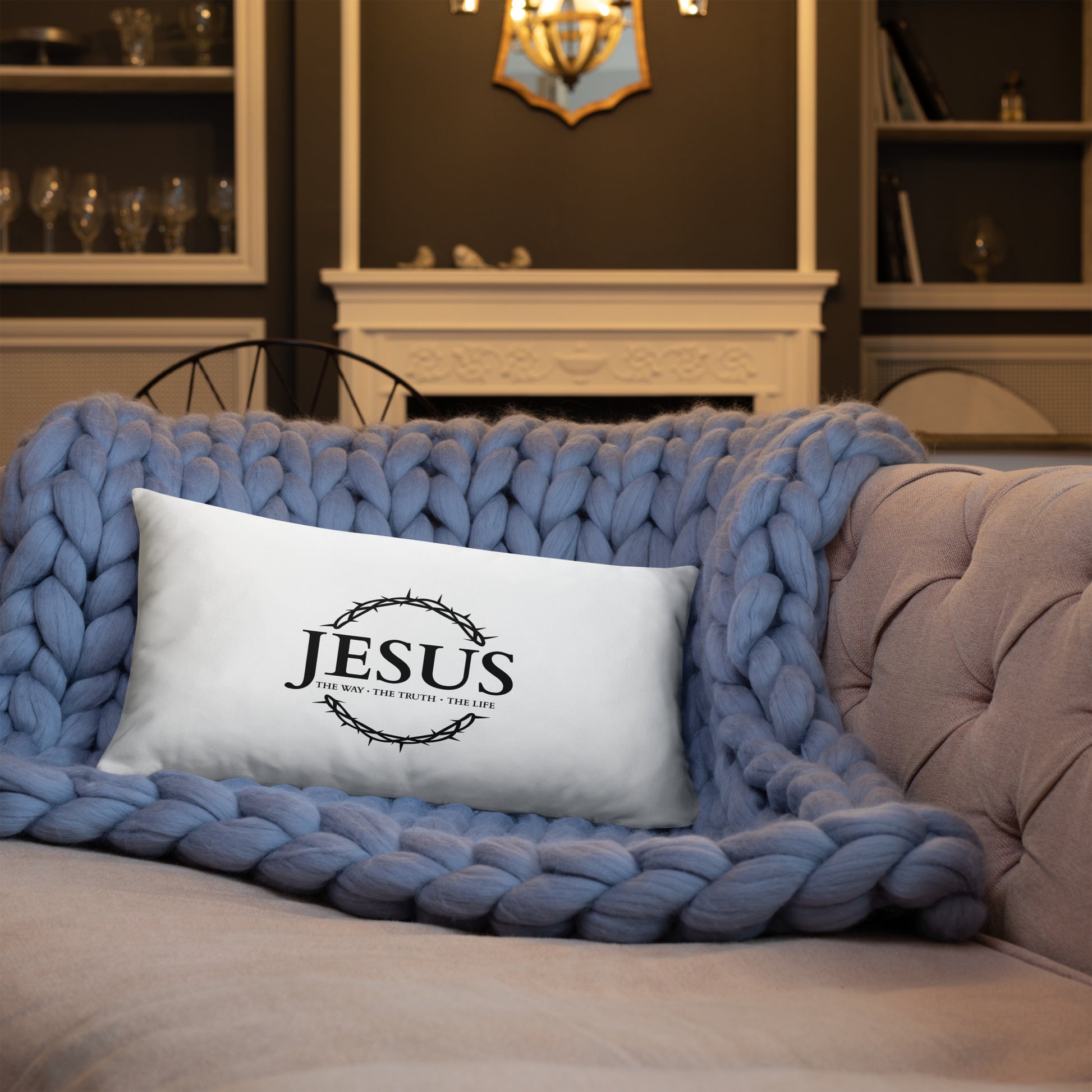 JESUS the Way, the Truth, the Life - Basic Pillow - Bright Design EN faith design by The Light of Life