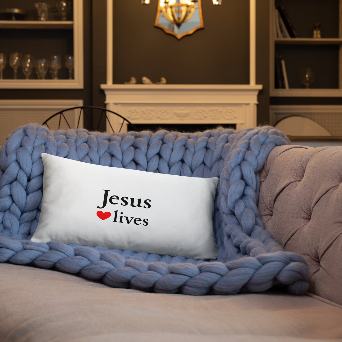 Jesus lives - Basic Pillow - Bright Design EN faith design by The Light of Life