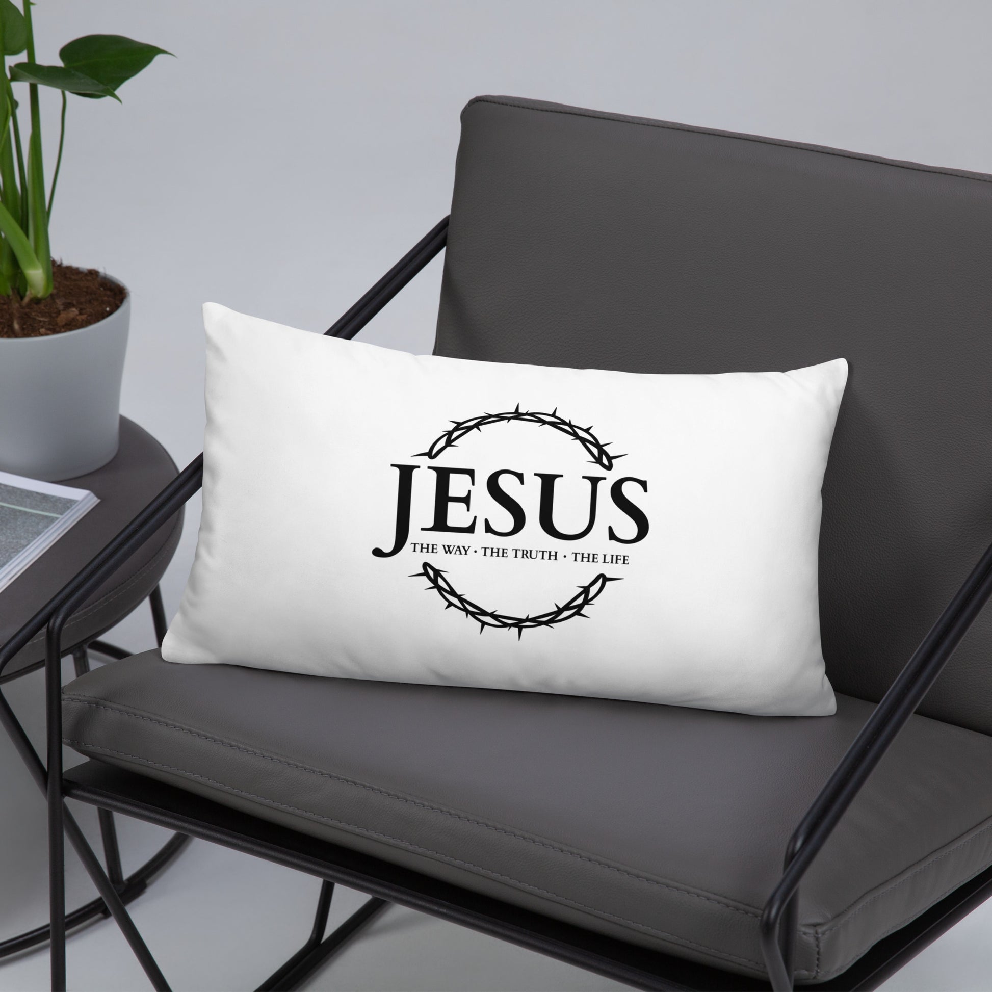 JESUS the Way, the Truth, the Life - Basic Pillow - Bright Design EN faith design by The Light of Life