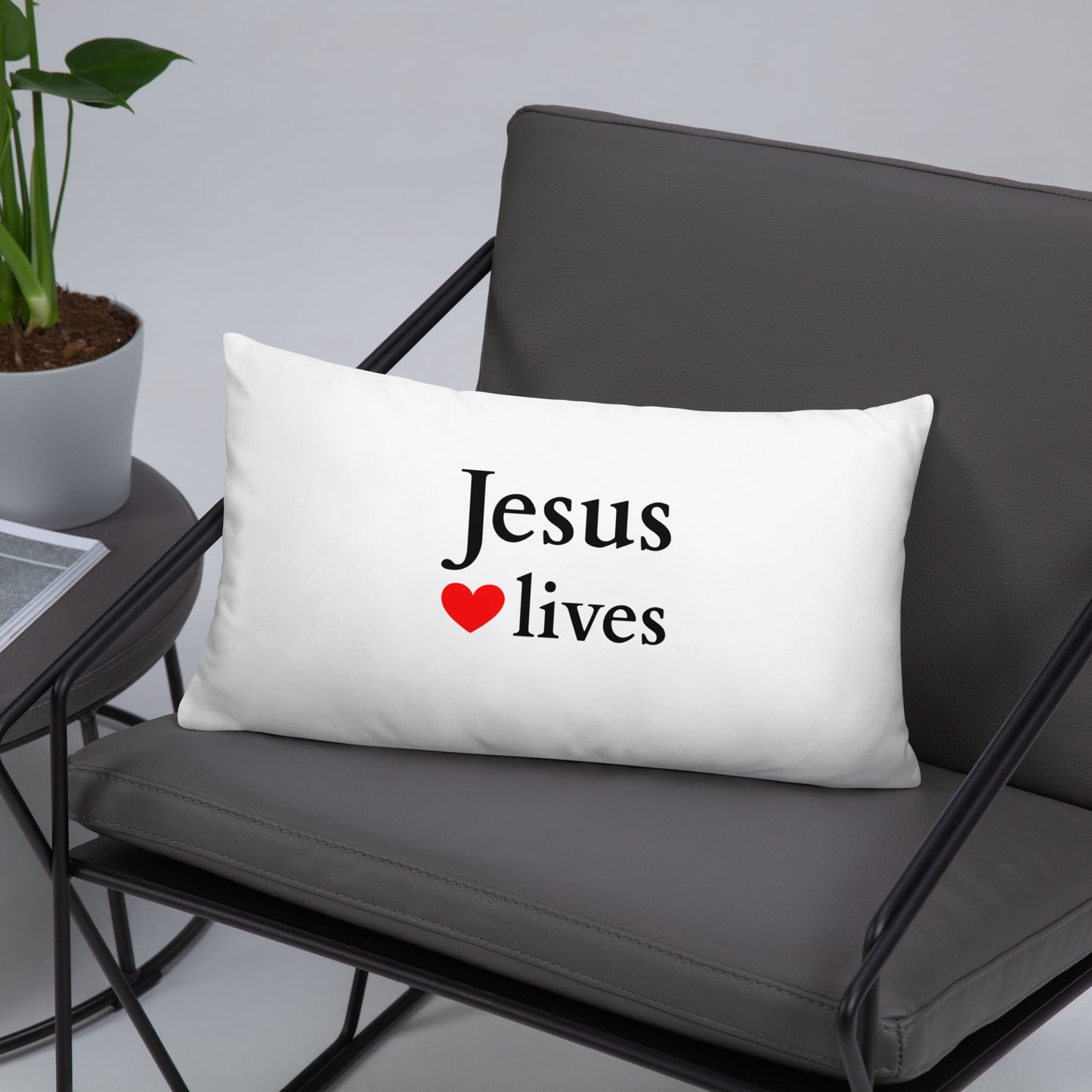 Jesus lives - Basic Pillow - Bright Design EN faith design by The Light of Life