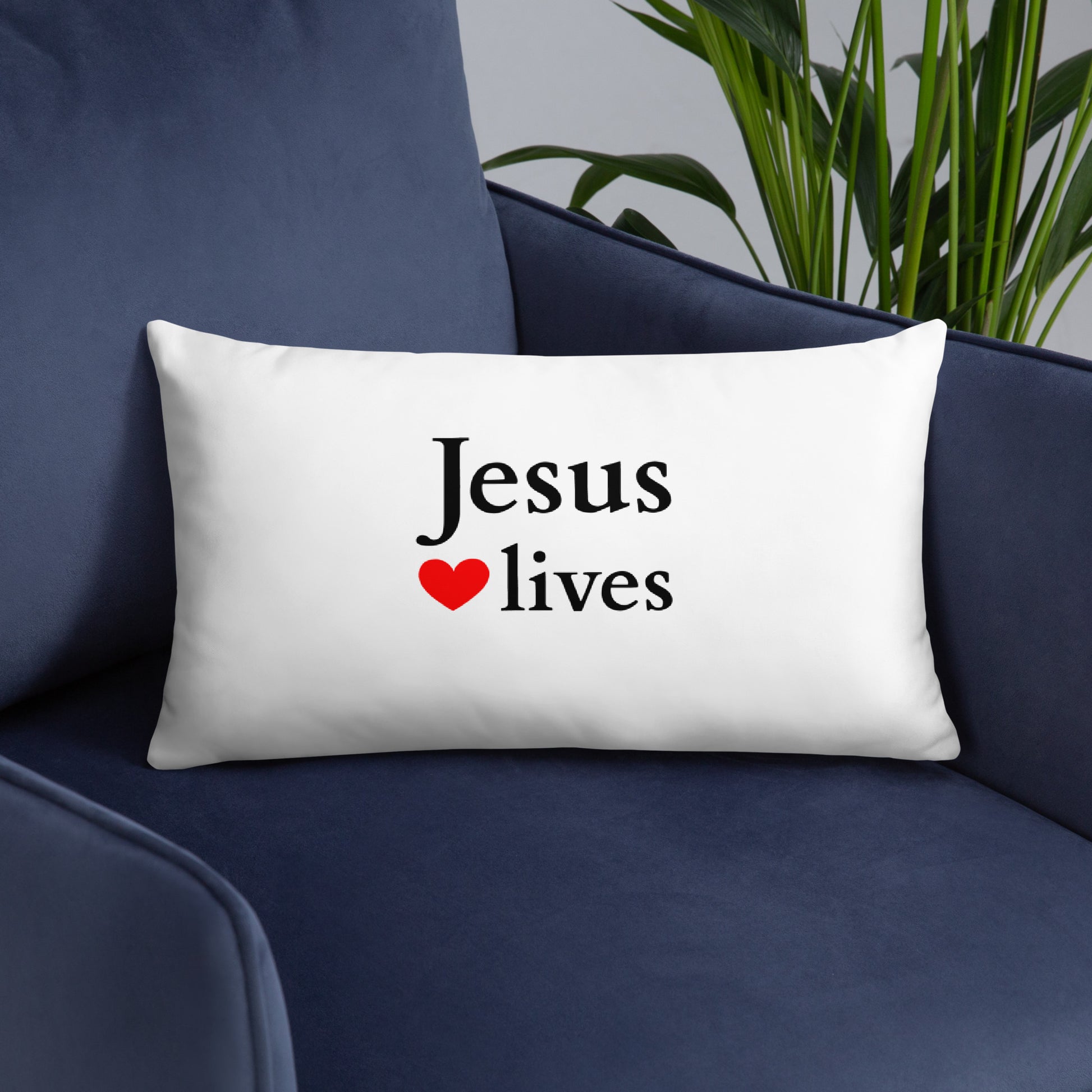 Jesus lives - Basic Pillow - Bright Design EN faith design by The Light of Life