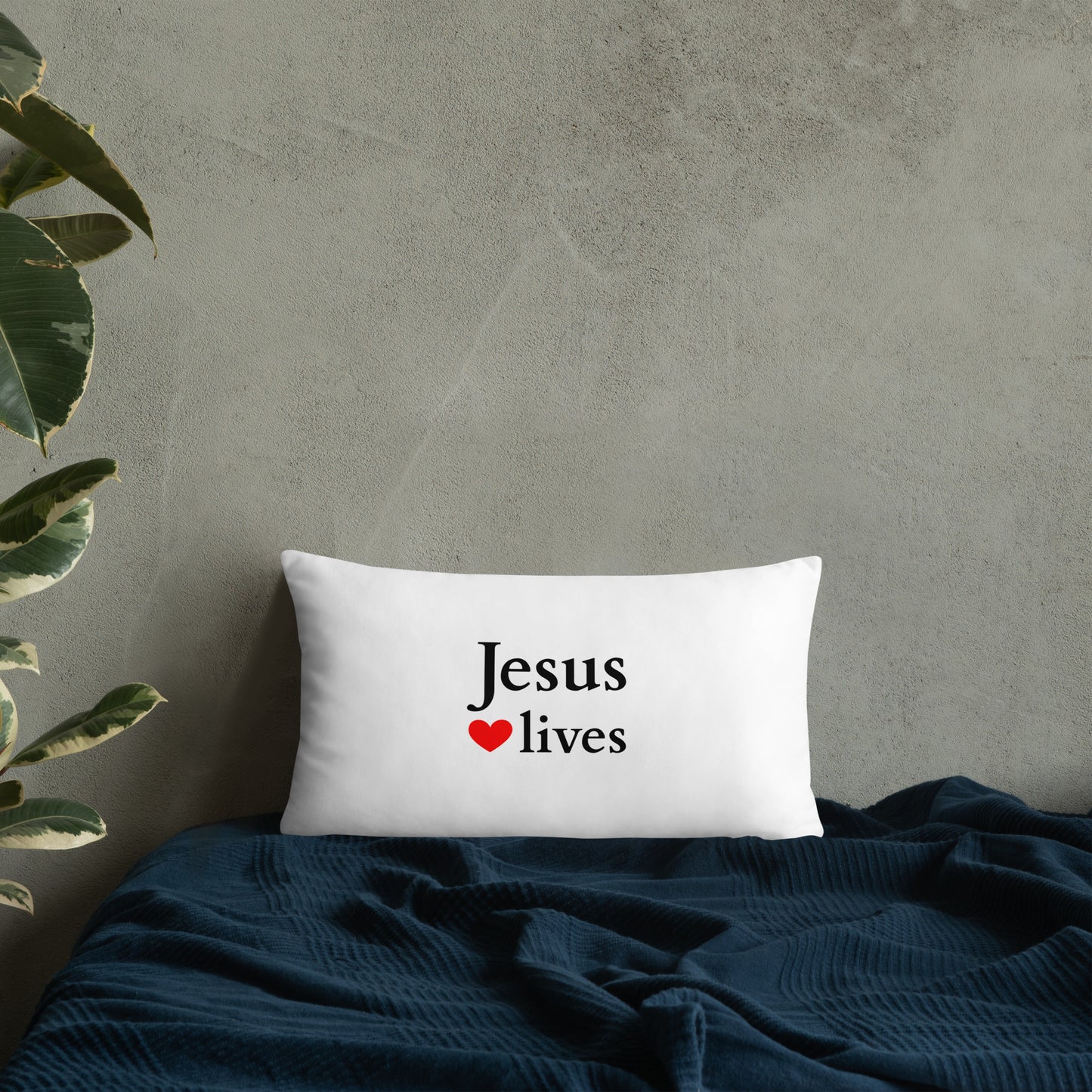 Jesus lives - Basic Pillow - Bright Design EN faith design by The Light of Life