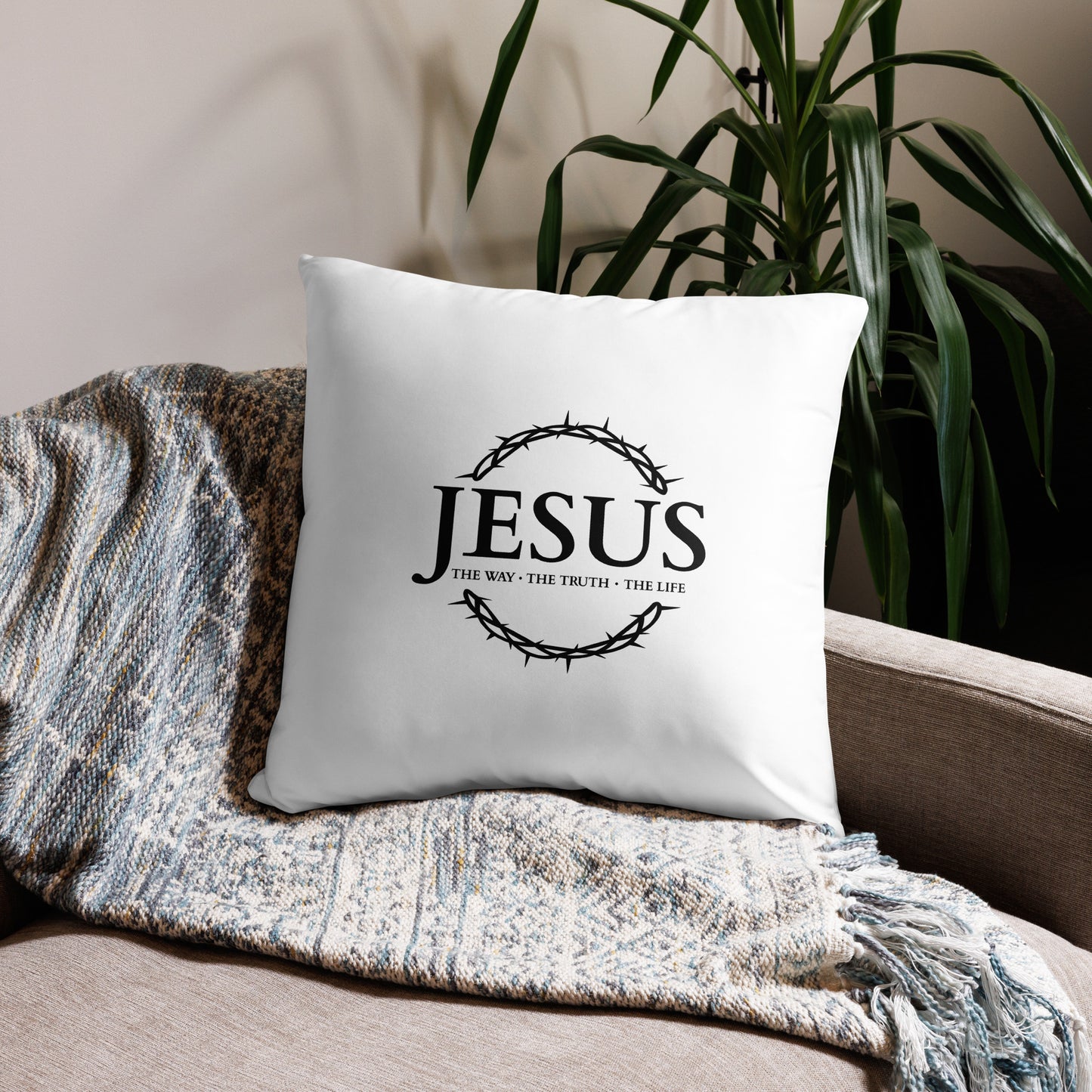 JESUS the Way, the Truth, the Life - Basic Pillow - Bright Design EN faith design by The Light of Life