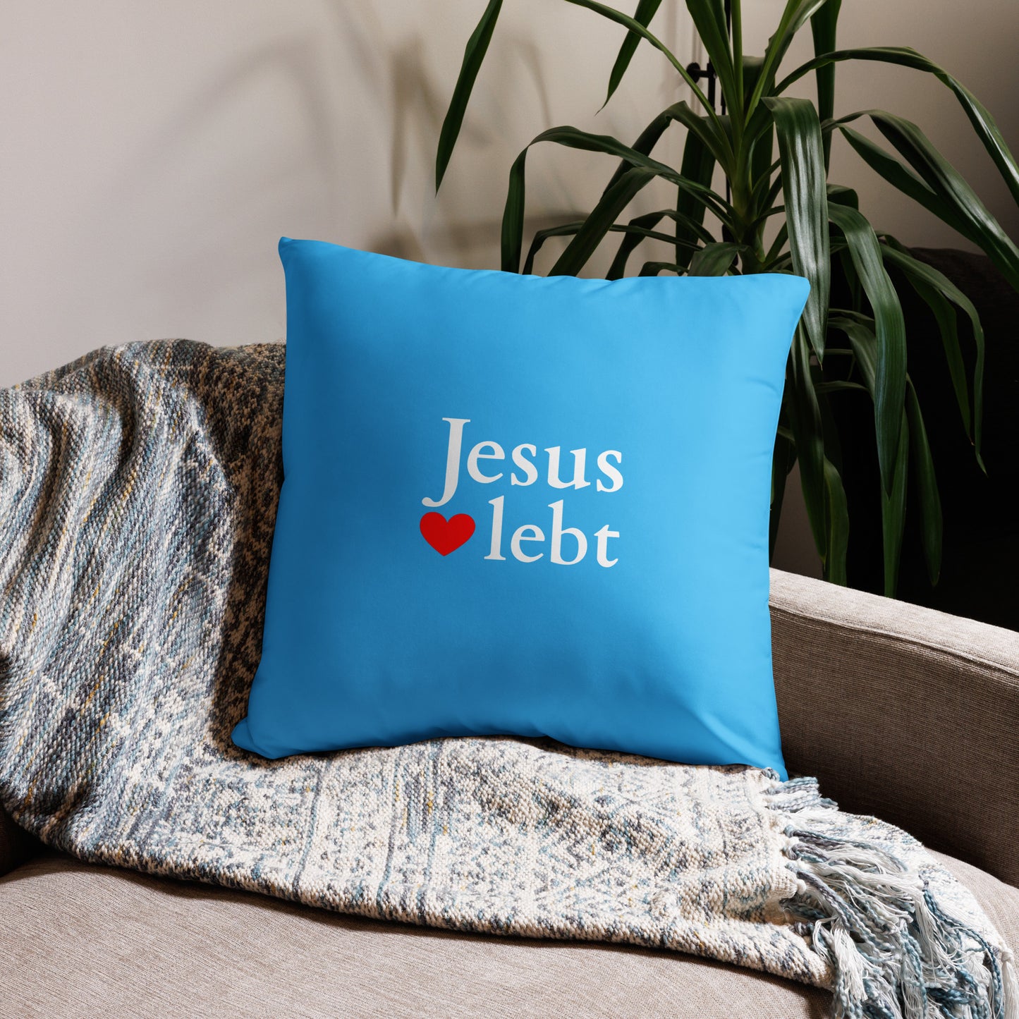 Jesus lebt - Basic-Kissen - Helles Design DE faith design by The Light of Life