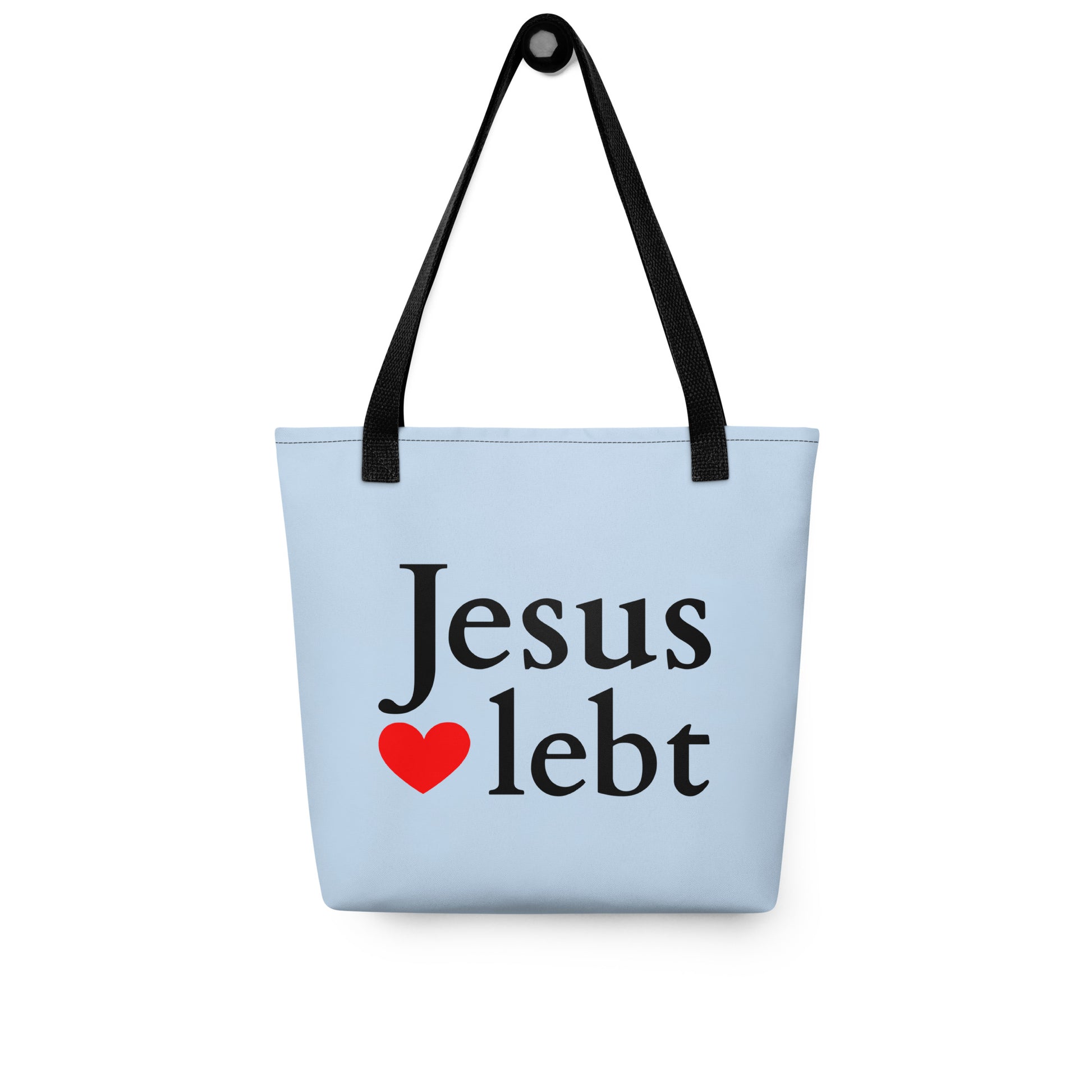 Jesus lebt - Stoffbeutel blau DE faith design by The Light of Life