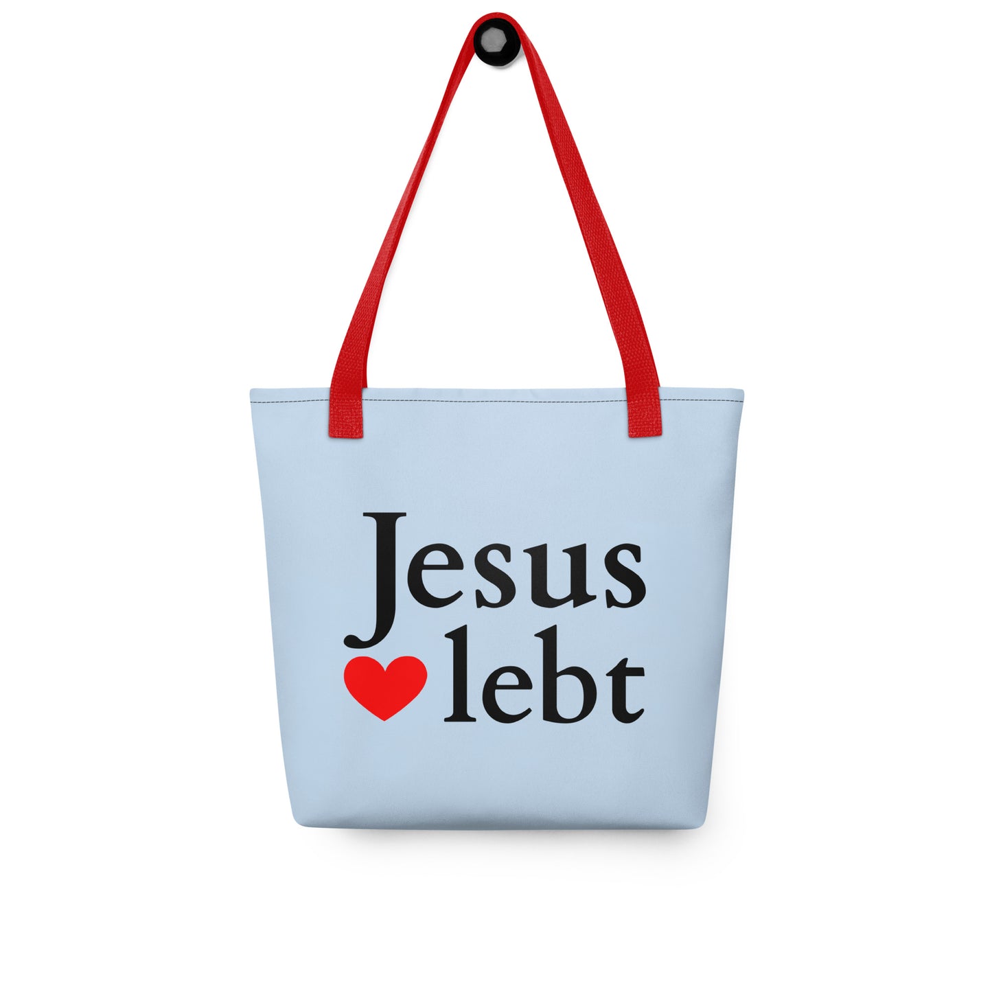 Jesus lebt - Stoffbeutel blau DE faith design by The Light of Life