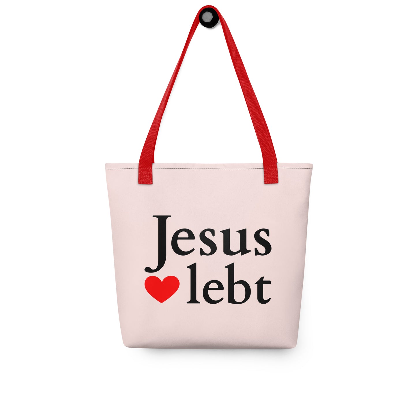 Jesus lebt - Stoffbeutel Pink DE faith design by The Light of Life