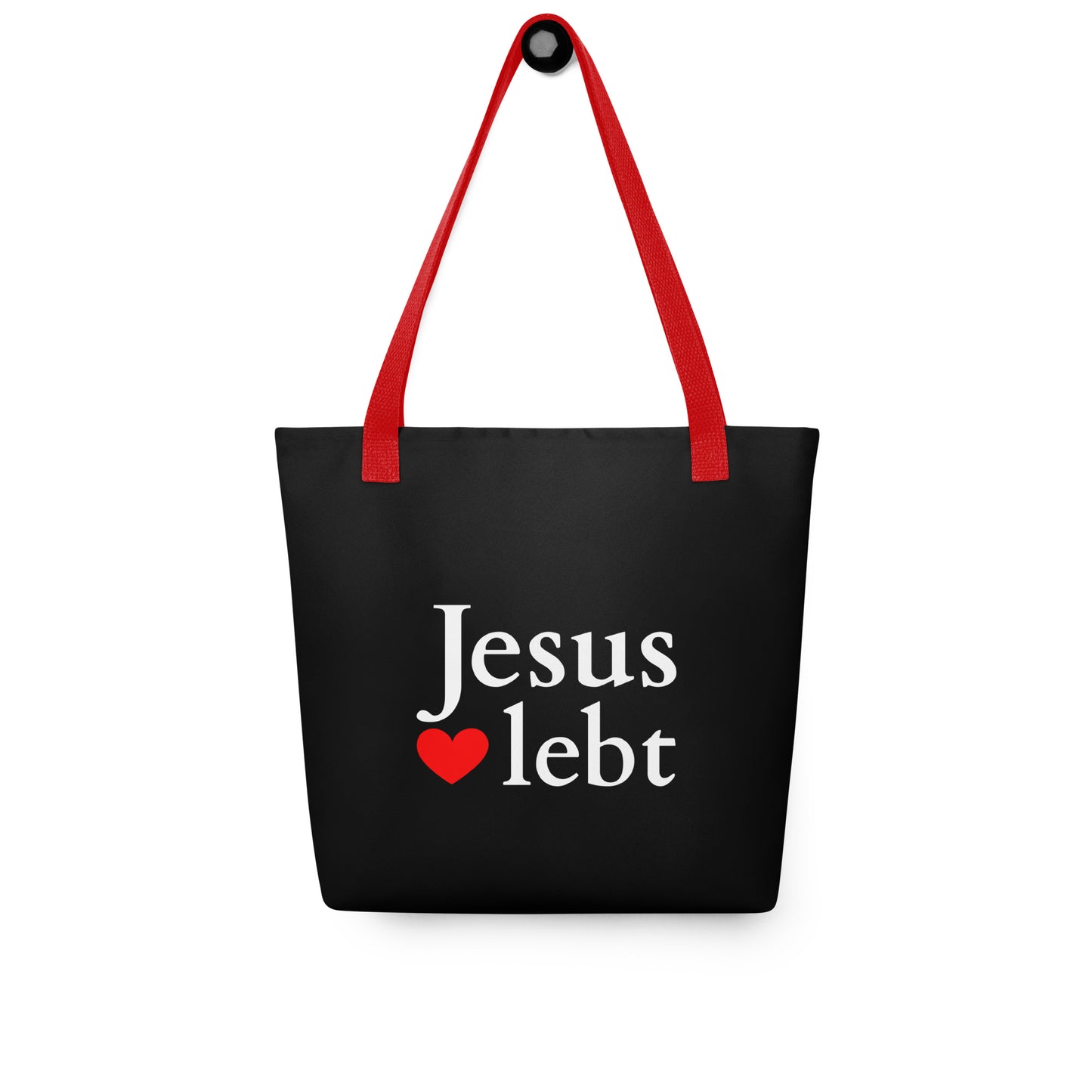 Jesus lebt Stoffbeutel schwarz DE faith design by The Light of Life