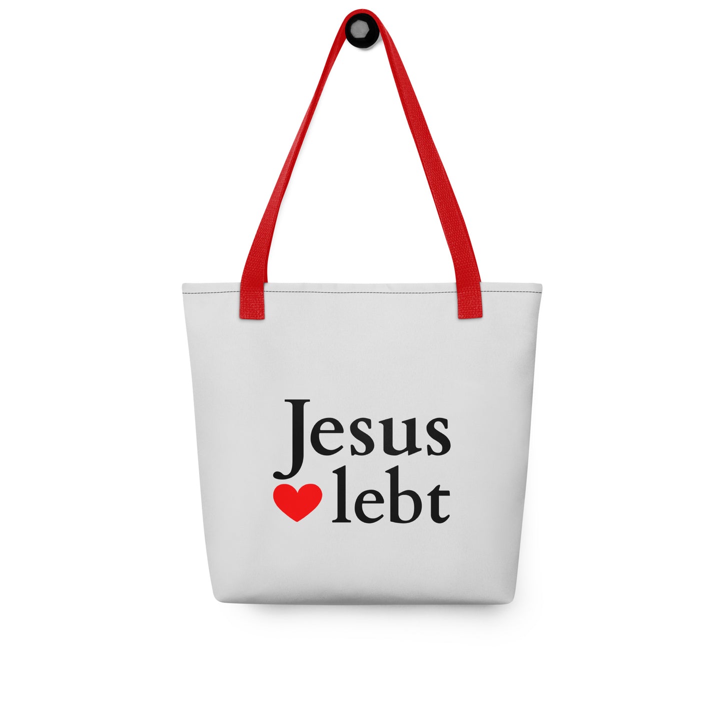 Jesus lebt Stoffbeutel Hellgrau DE faith design by The Light of Life