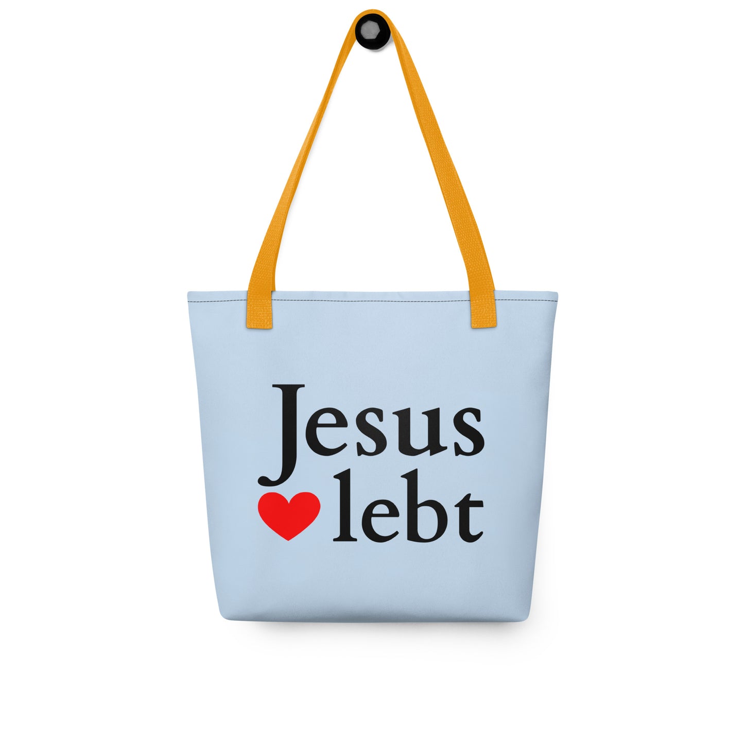 Jesus lebt - Stoffbeutel blau DE faith design by The Light of Life