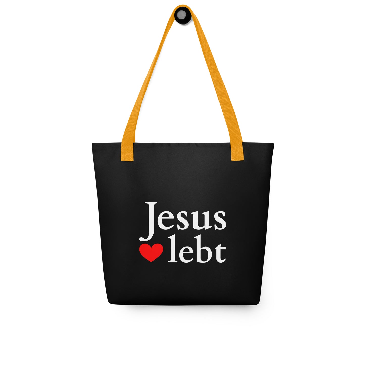 Jesus lebt Stoffbeutel schwarz DE faith design by The Light of Life