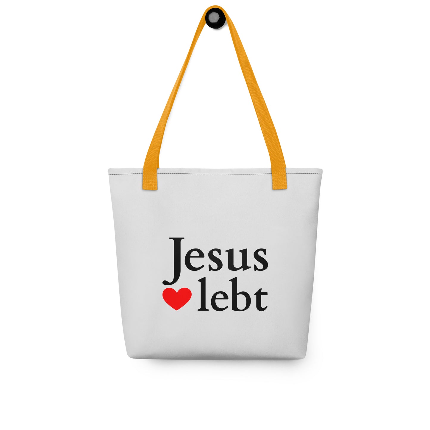 Jesus lebt Stoffbeutel Hellgrau DE faith design by The Light of Life