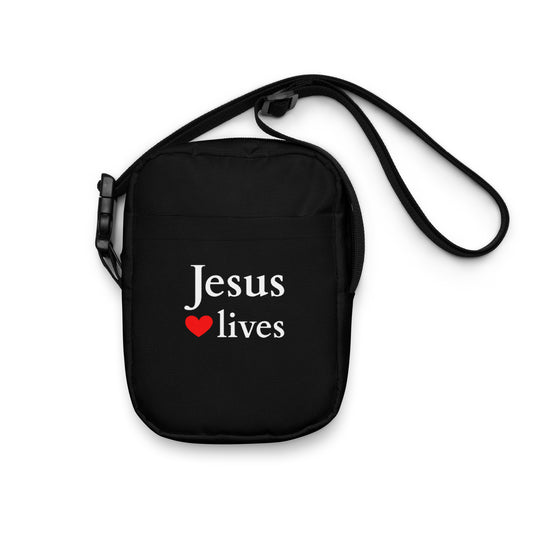 Jesus lives Utility crossbody bag schwarz EN faith design by The Light of Life