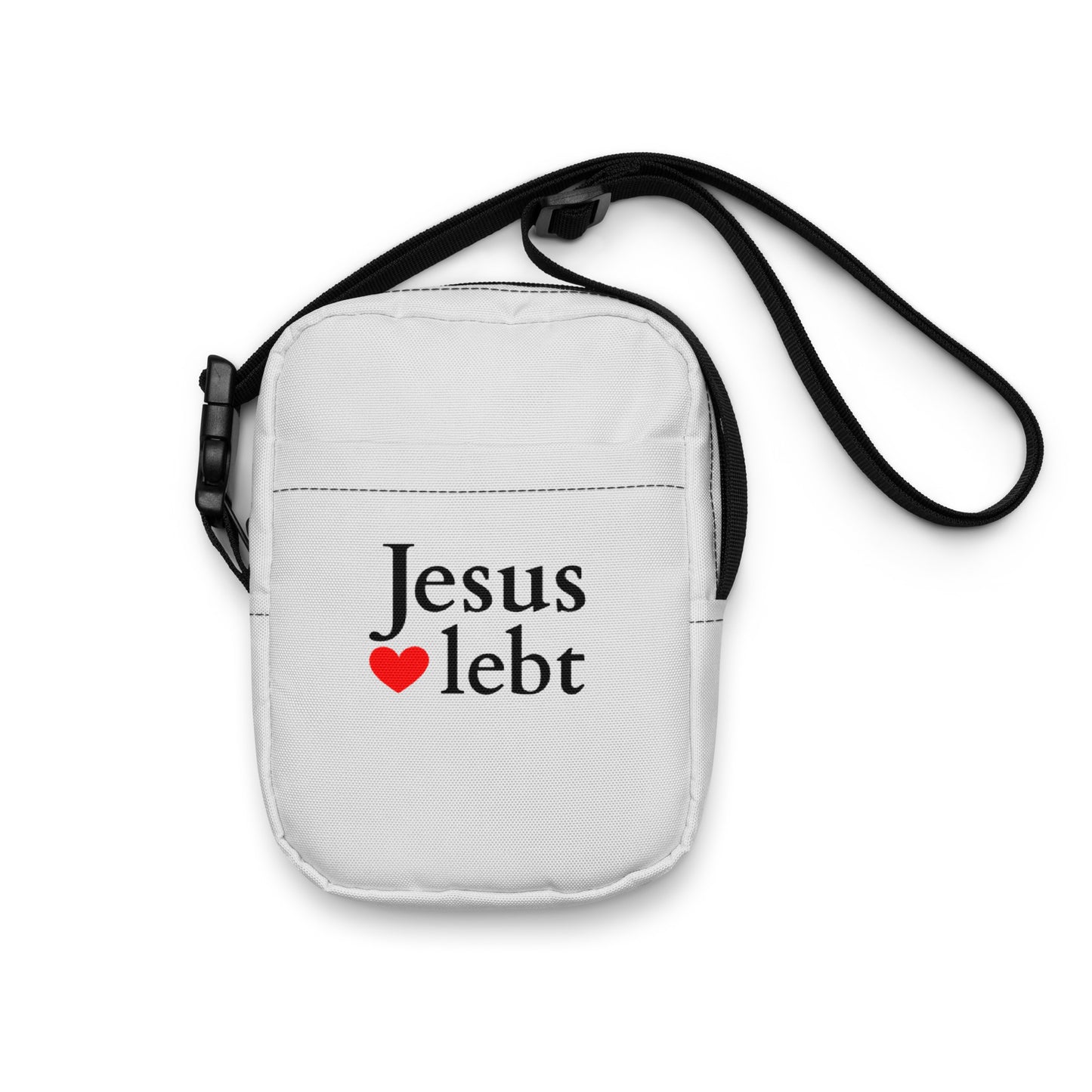 Jesus lebt Nützliche Umhängetasche Hellgrau DE faith design by The Light of Life