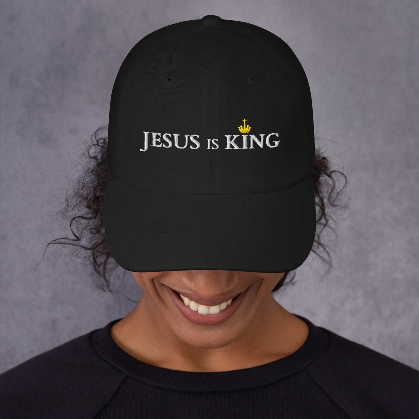 JESUS is KING - Dad-Hat DE dunkles Design ${variant-option} faith design by The Light of Life