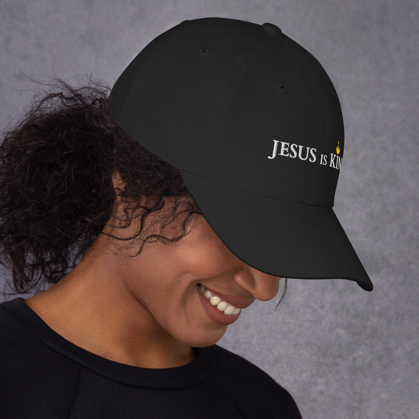 JESUS is KING - Dad-Hat DE dunkles Design ${variant-option} faith design by The Light of Life