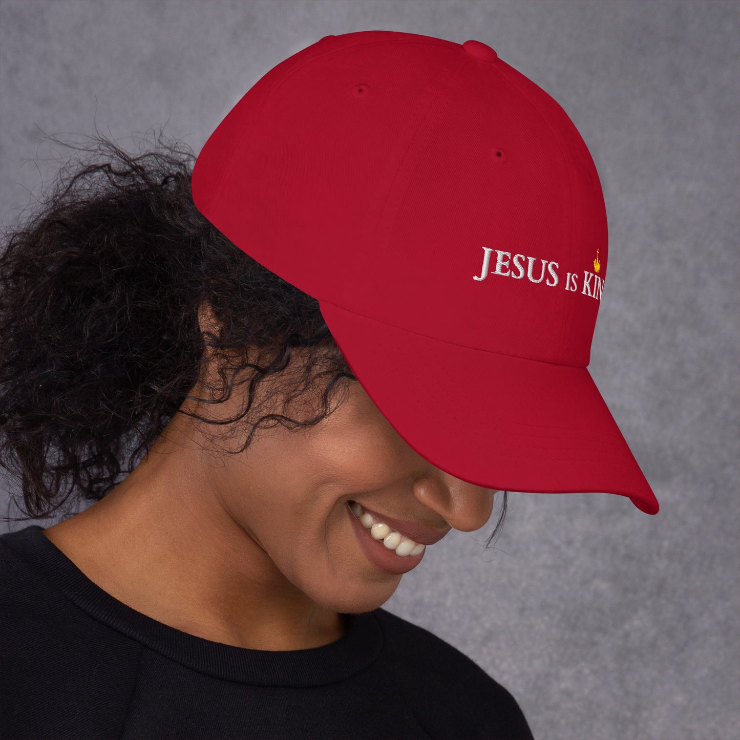 JESUS is KING - Dad-Hat DE dunkles Design ${variant-option} faith design by The Light of Life