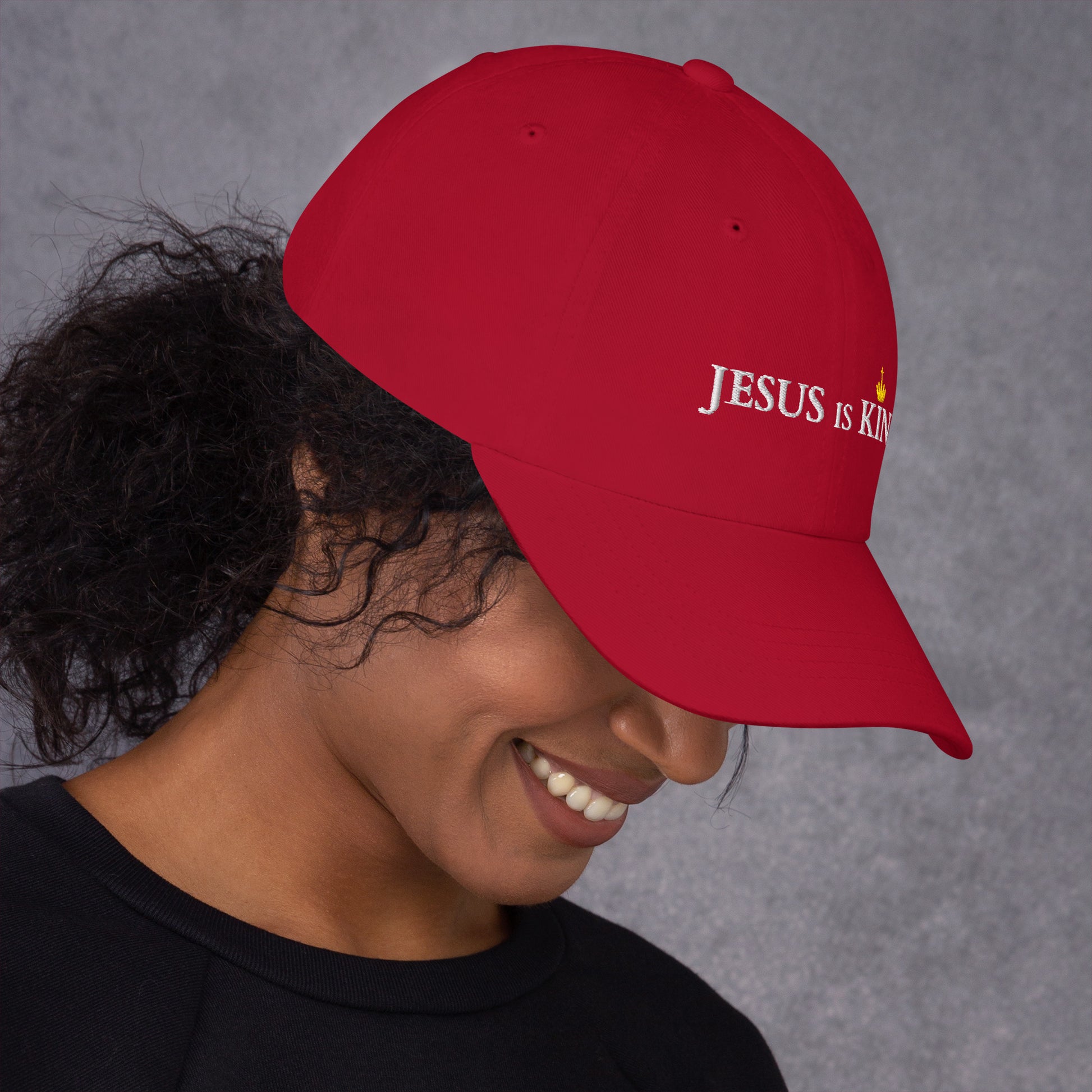 JESUS is KING - Dad-Hat DE dunkles Design ${variant-option} faith design by The Light of Life
