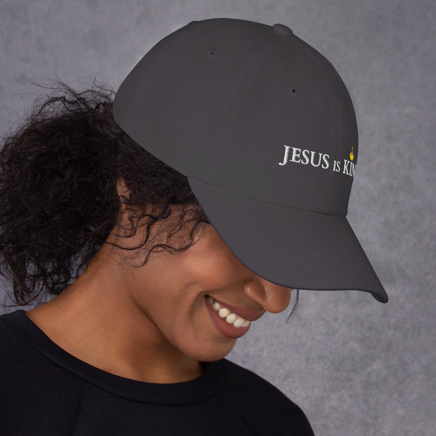 JESUS is KING - Dad-Hat DE dunkles Design ${variant-option} faith design by The Light of Life