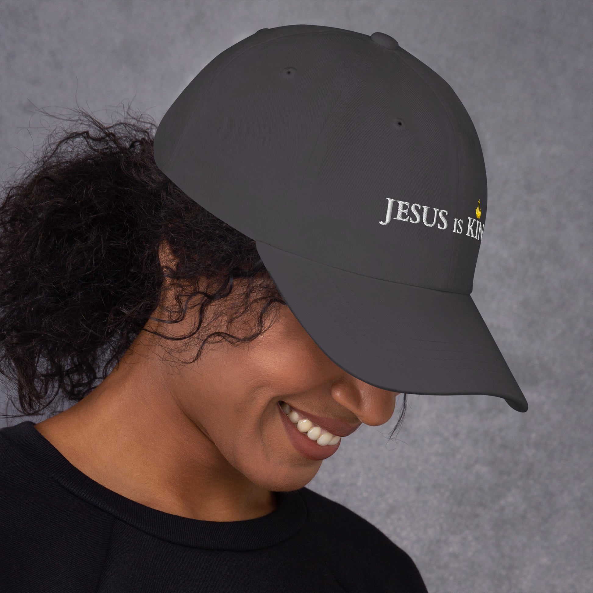 JESUS is KING - Dad-Hat DE dunkles Design ${variant-option} faith design by The Light of Life