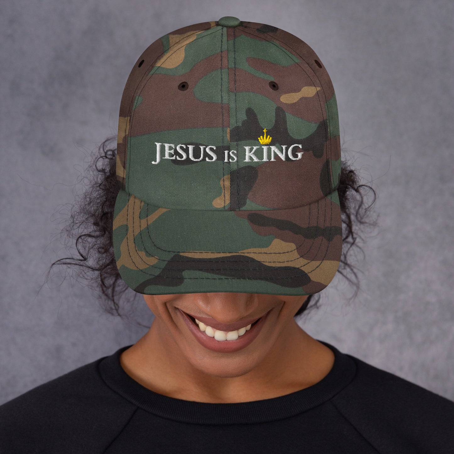 JESUS is KING - Dad-Hat DE dunkles Design ${variant-option} faith design by The Light of Life