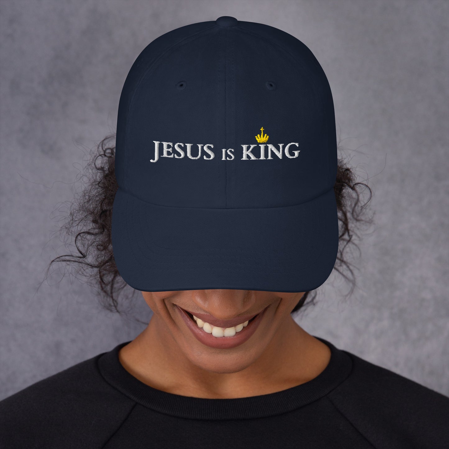 JESUS is KING - Dad-Hat DE dunkles Design ${variant-option} faith design by The Light of Life