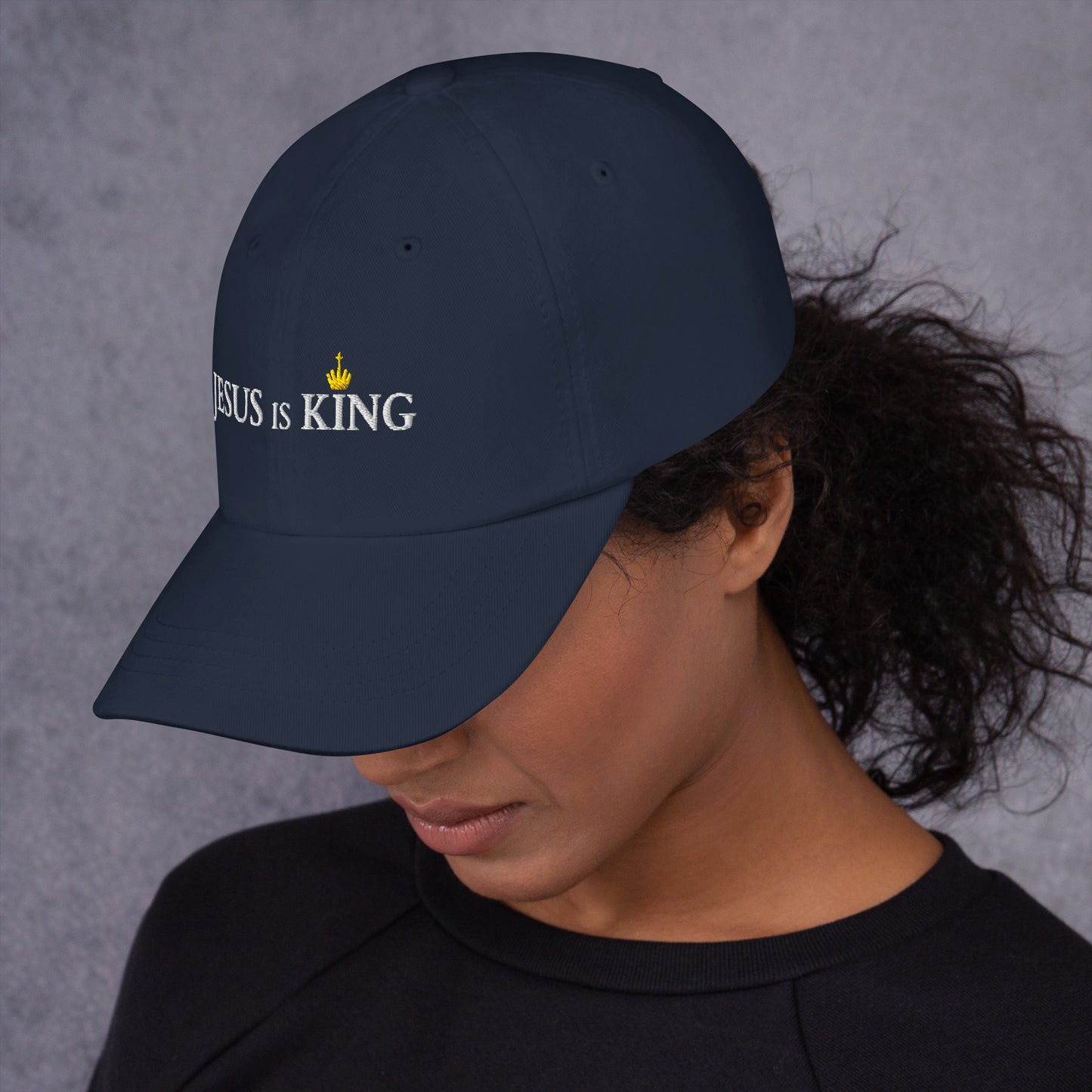 JESUS is KING - Dad-Hat DE dunkles Design ${variant-option} faith design by The Light of Life
