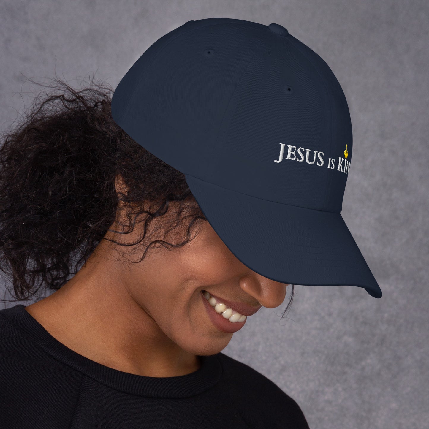 JESUS is KING - Dad-Hat DE dunkles Design ${variant-option} faith design by The Light of Life