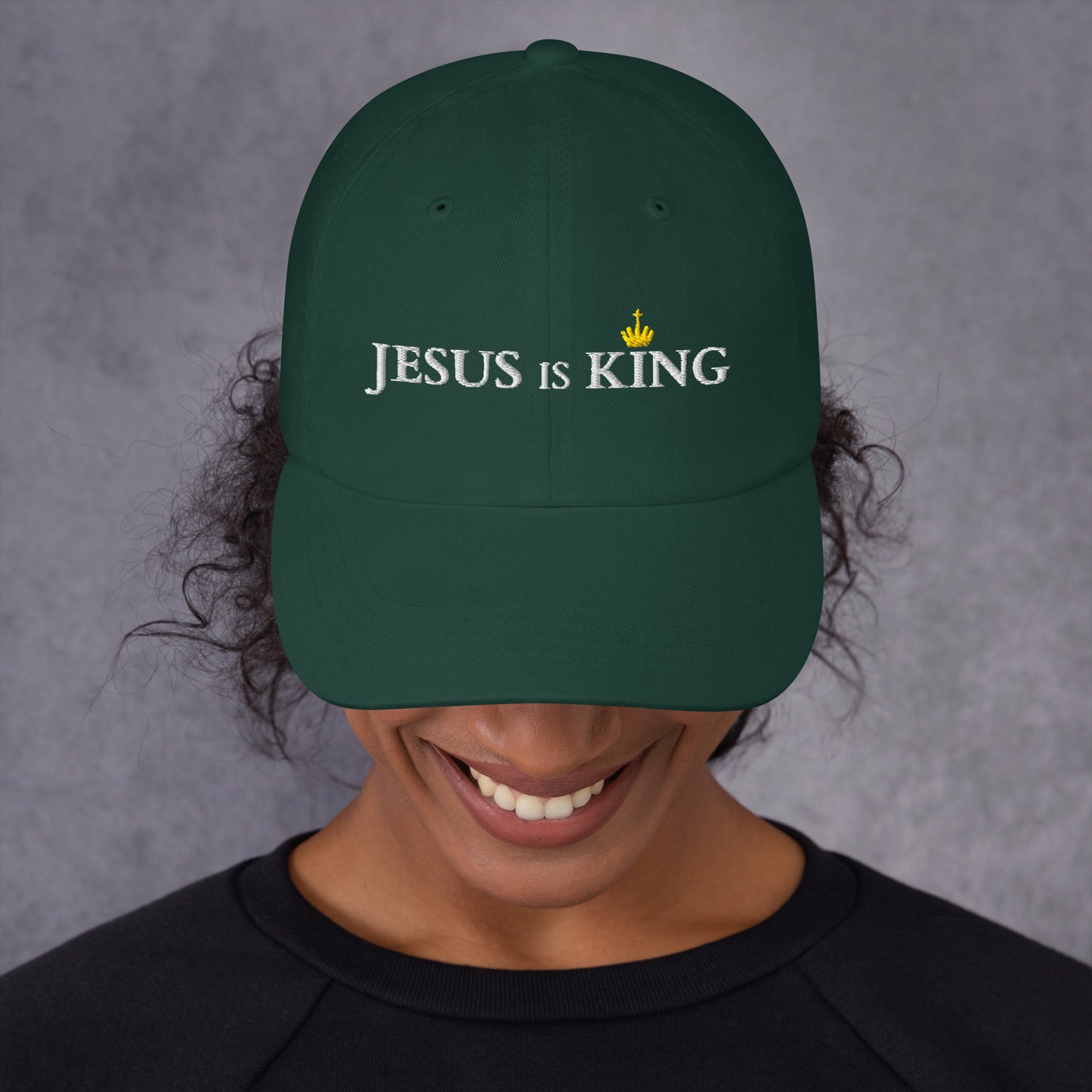 JESUS is KING - Dad-Hat DE dunkles Design ${variant-option} faith design by The Light of Life